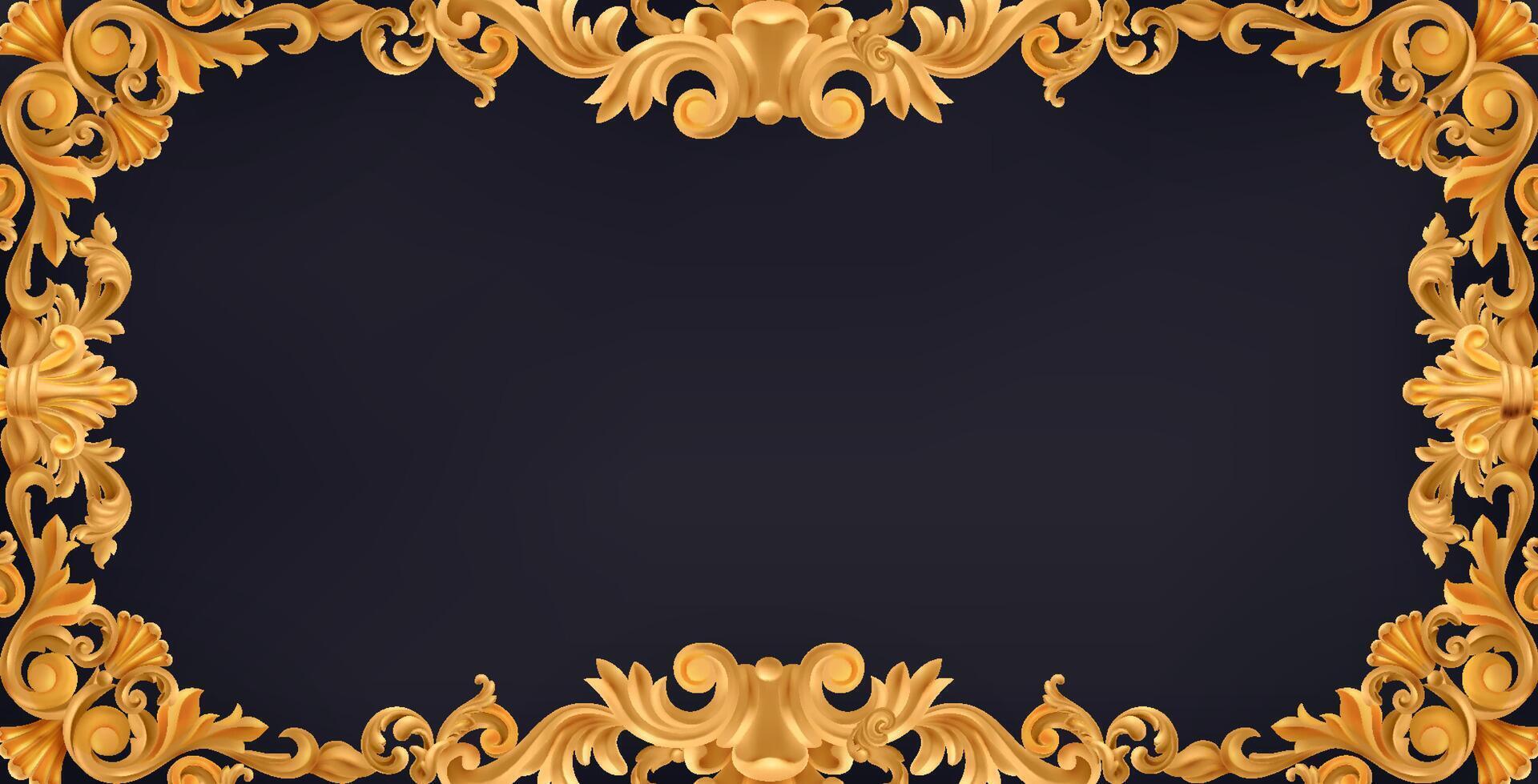 Golden Baroque Ornamented Frame Background vector