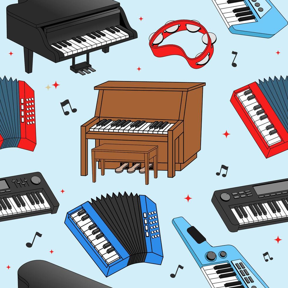 Seamless pattern of Music Instrument Element vector