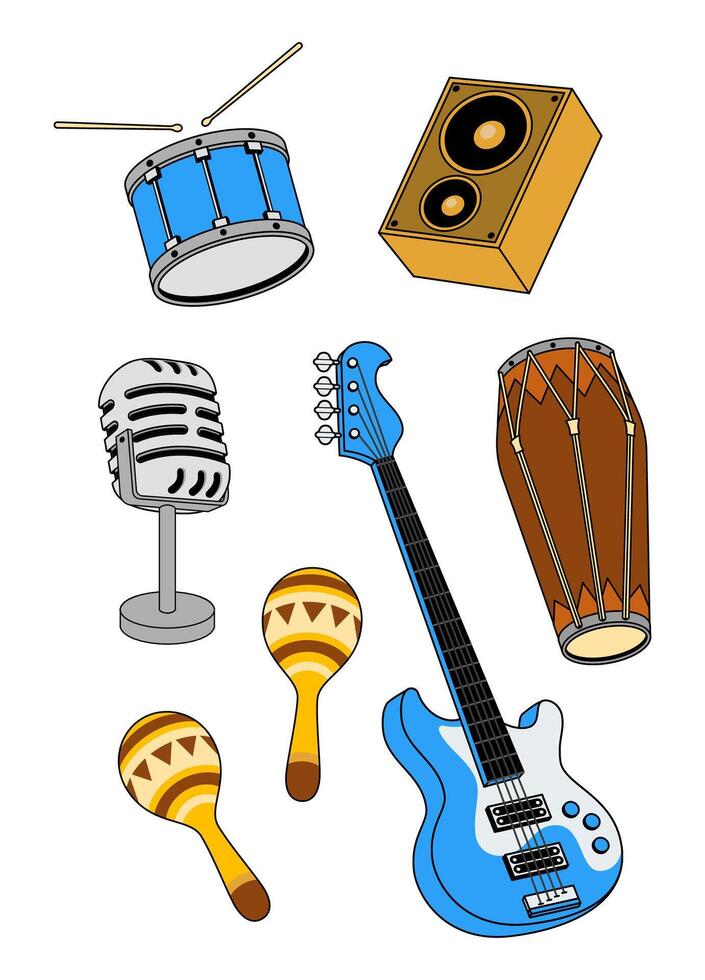 Set Illustration Design Of Music Instrument vector