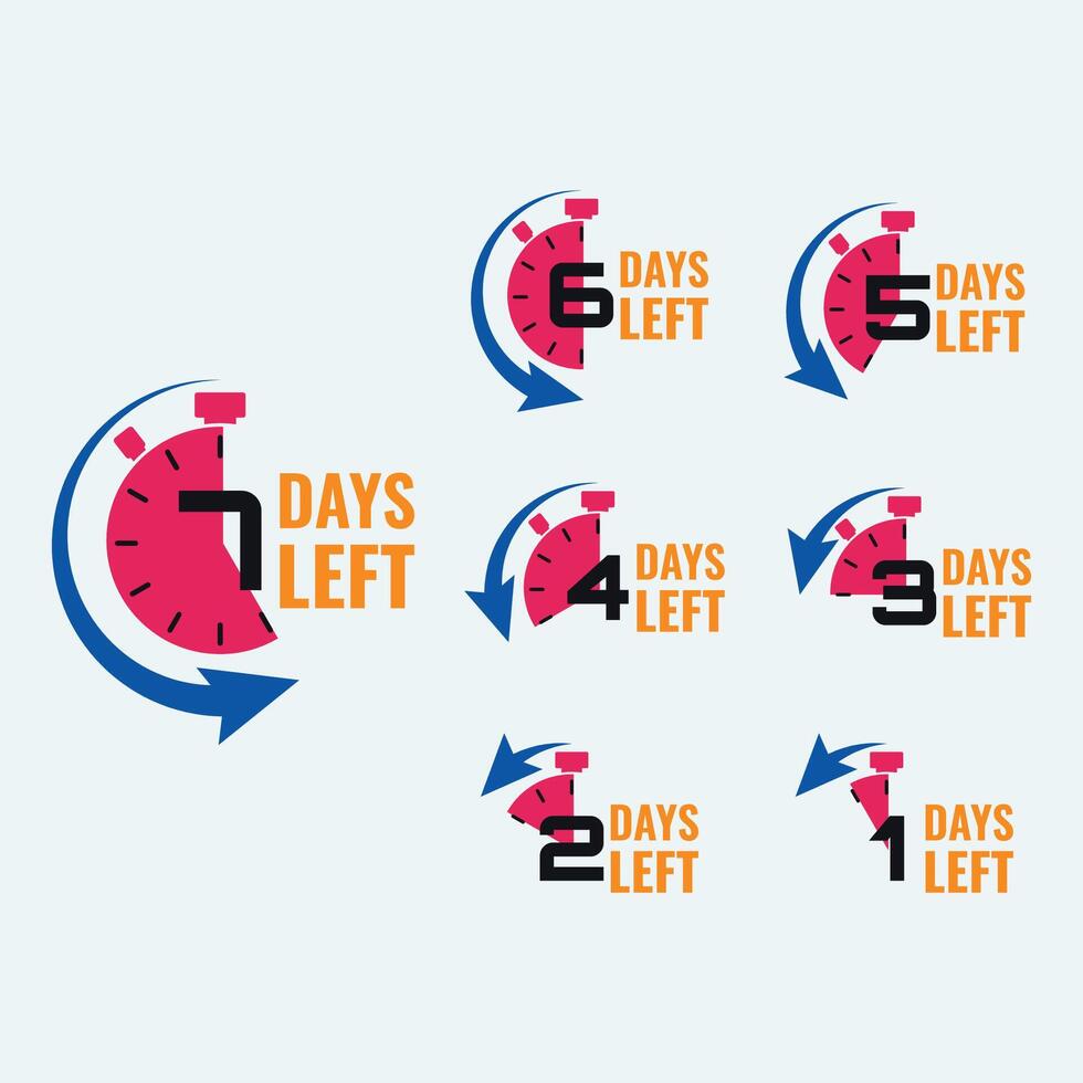 Days left countdown numbers set for promotion vector