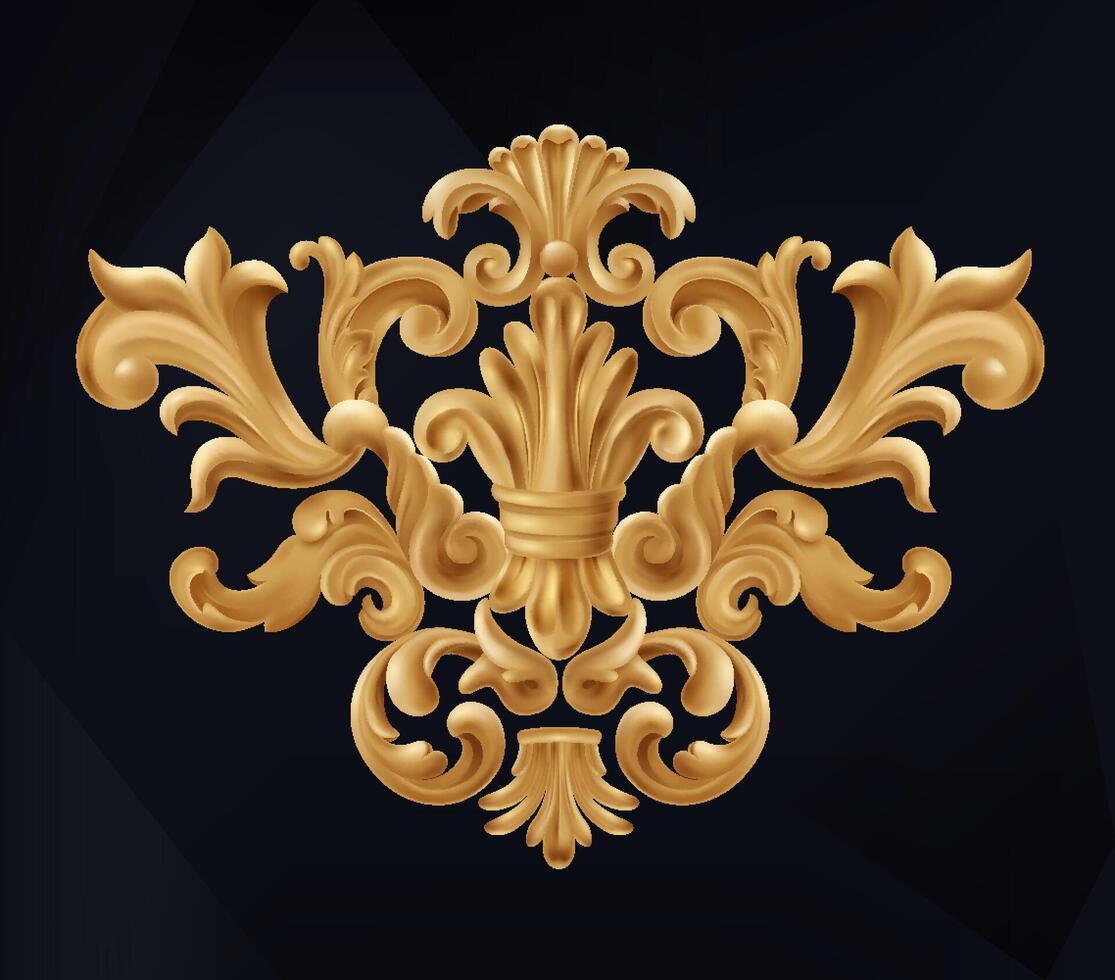 Realistic Golden Baroque Ornament Illustration vector