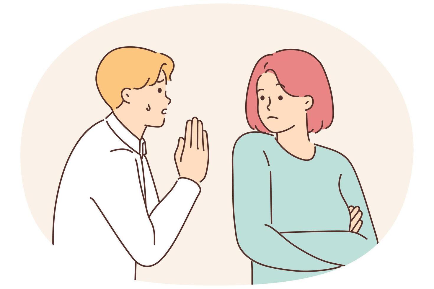 Unhappy man ask for stubborn woman attention vector