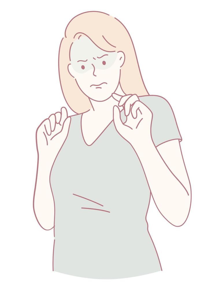 A Woman Expressing Concern in Neutral Tones Depicted in Artistic and Modern Styles vector