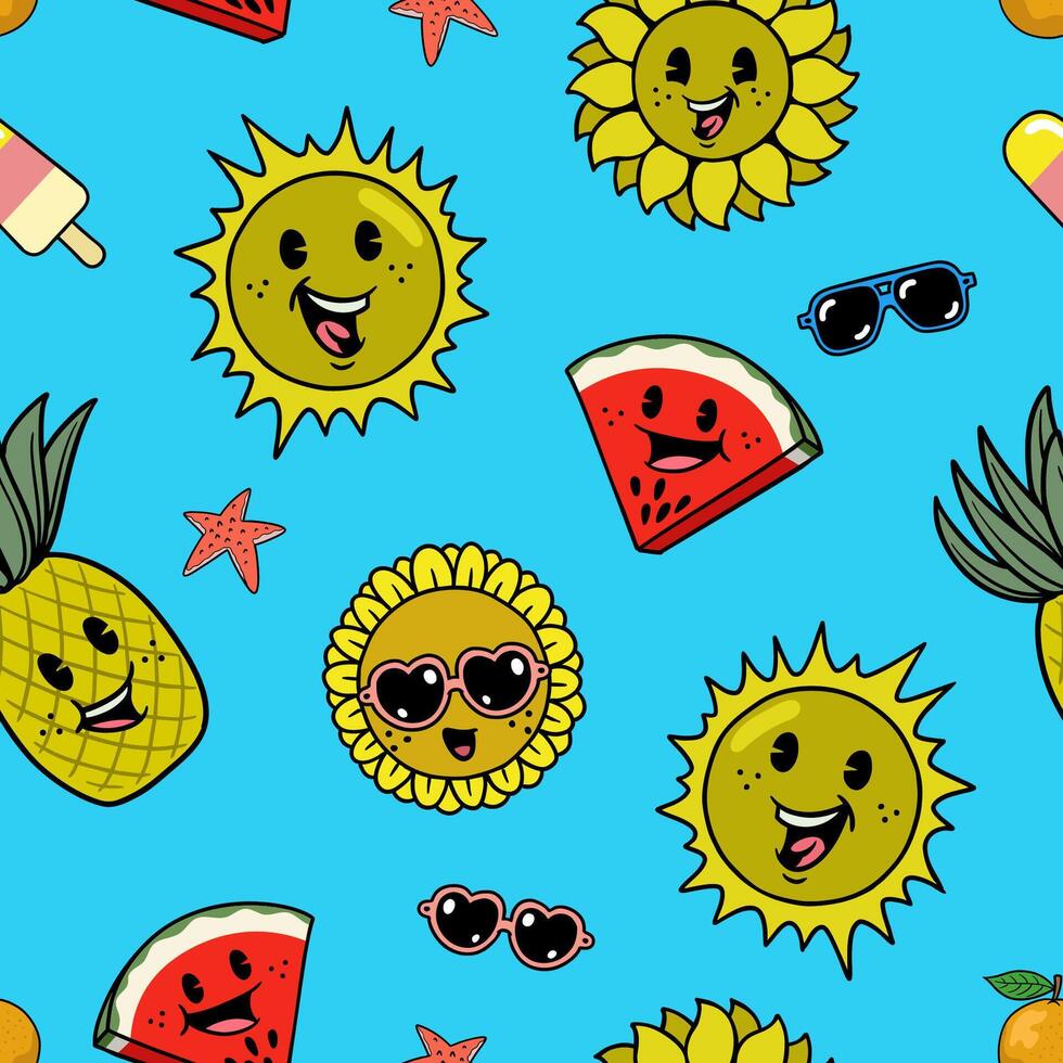 Summer Element Seamless Pattern Design Illustration vector