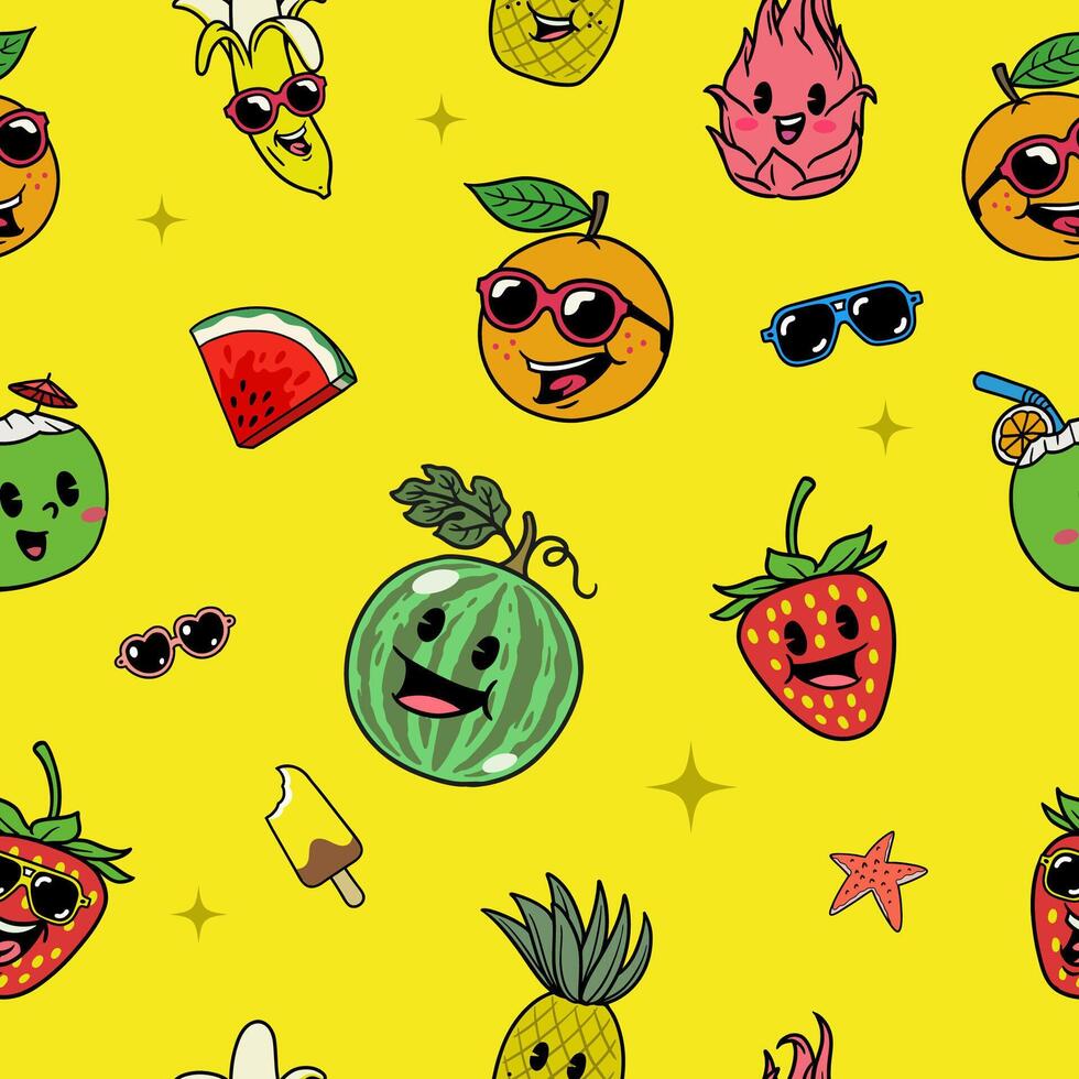 Summertime Seamless Pattern of Concept Design Illustration vector