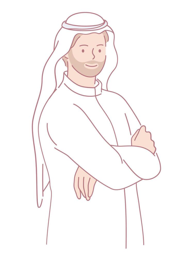 A Stylish Emirati Man, gracefully presented in exquisite Traditional Attire, embodies elegance vector