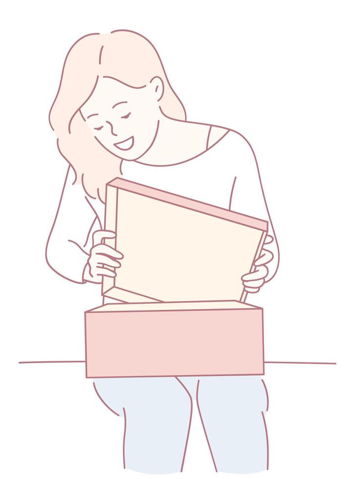 A Joyful and Exciting Unboxing Experience with a Delightful Package Awaiting You vector