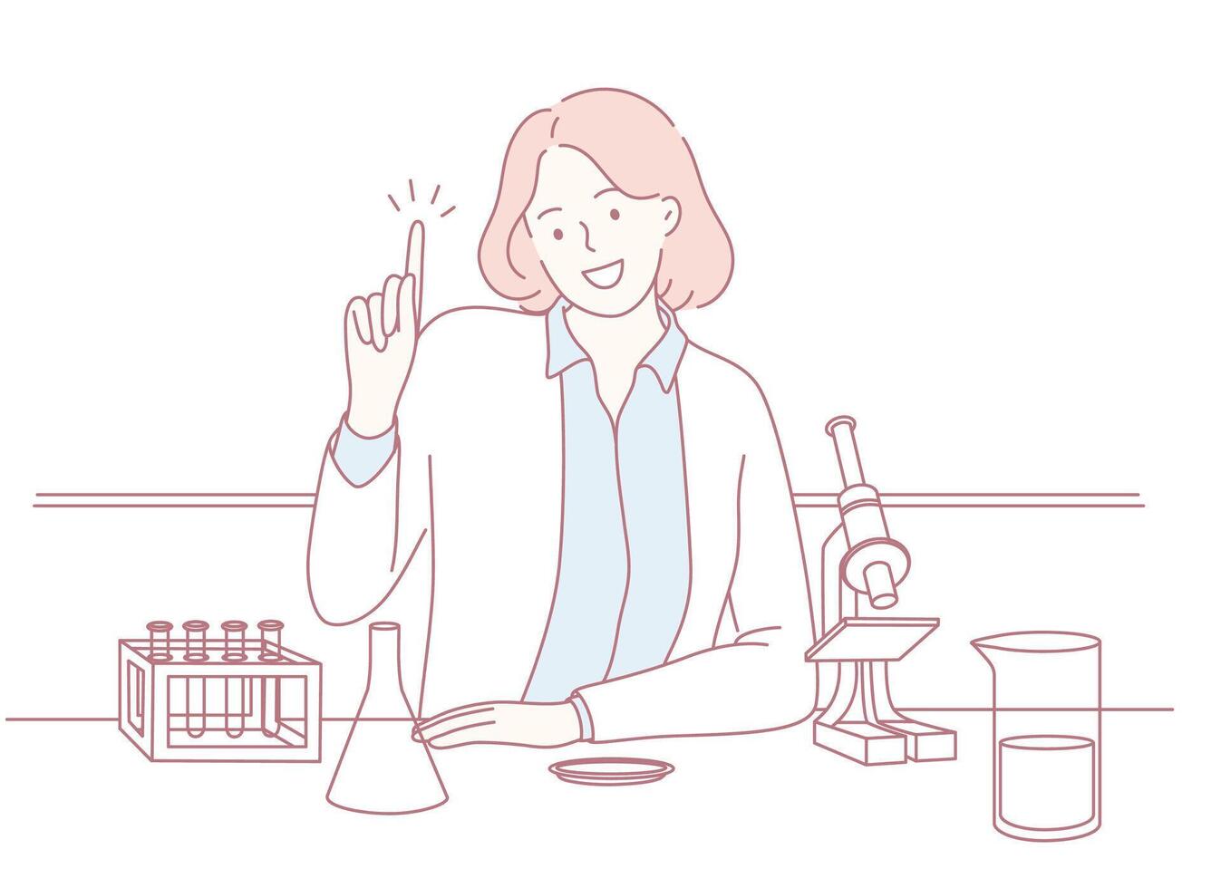 A dedicated scientist working hard in a lab with equipment and innovative ideas vector