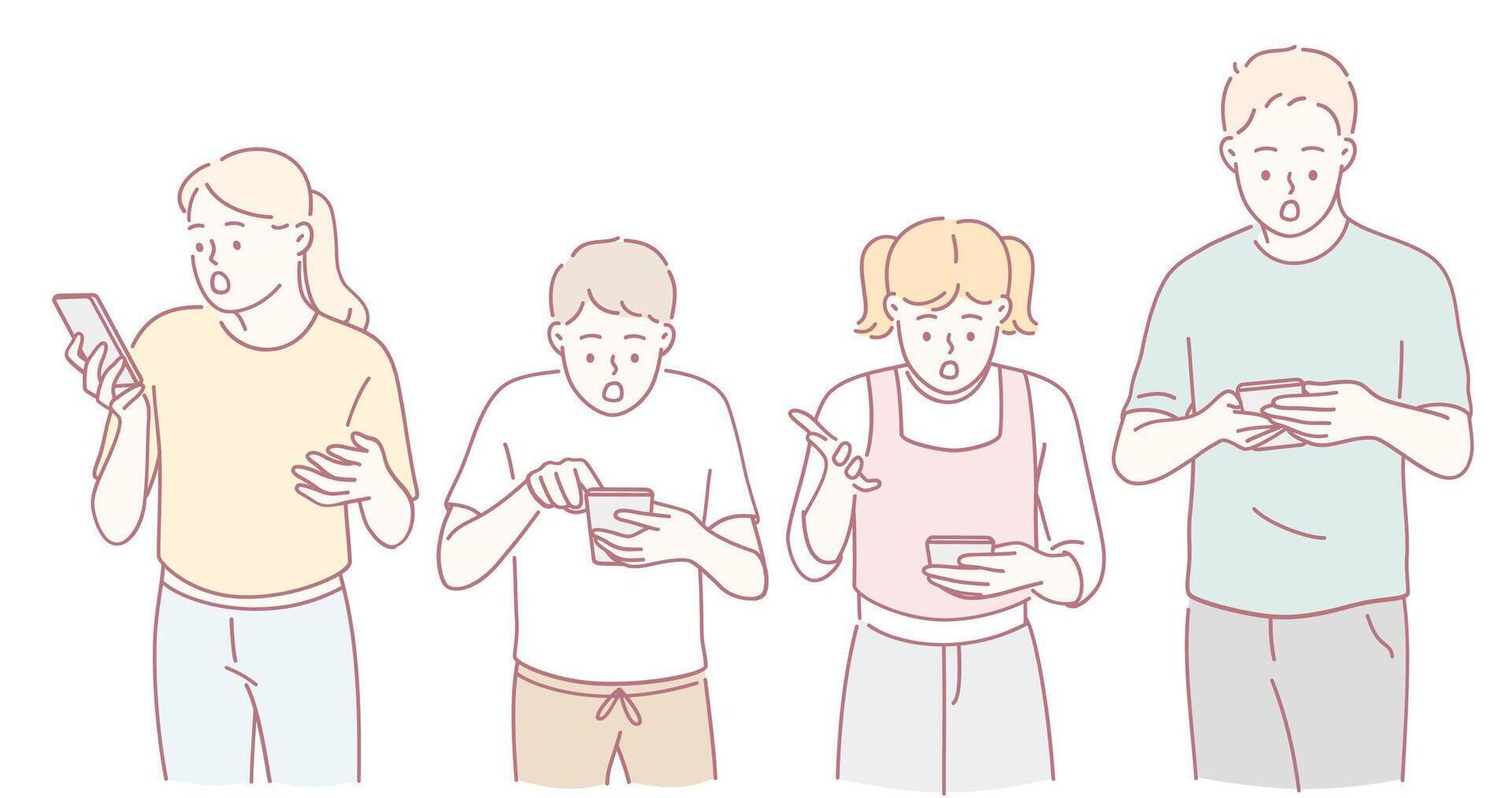 Many individuals are increasingly engaged in the use of digital devices while enjoying meals vector