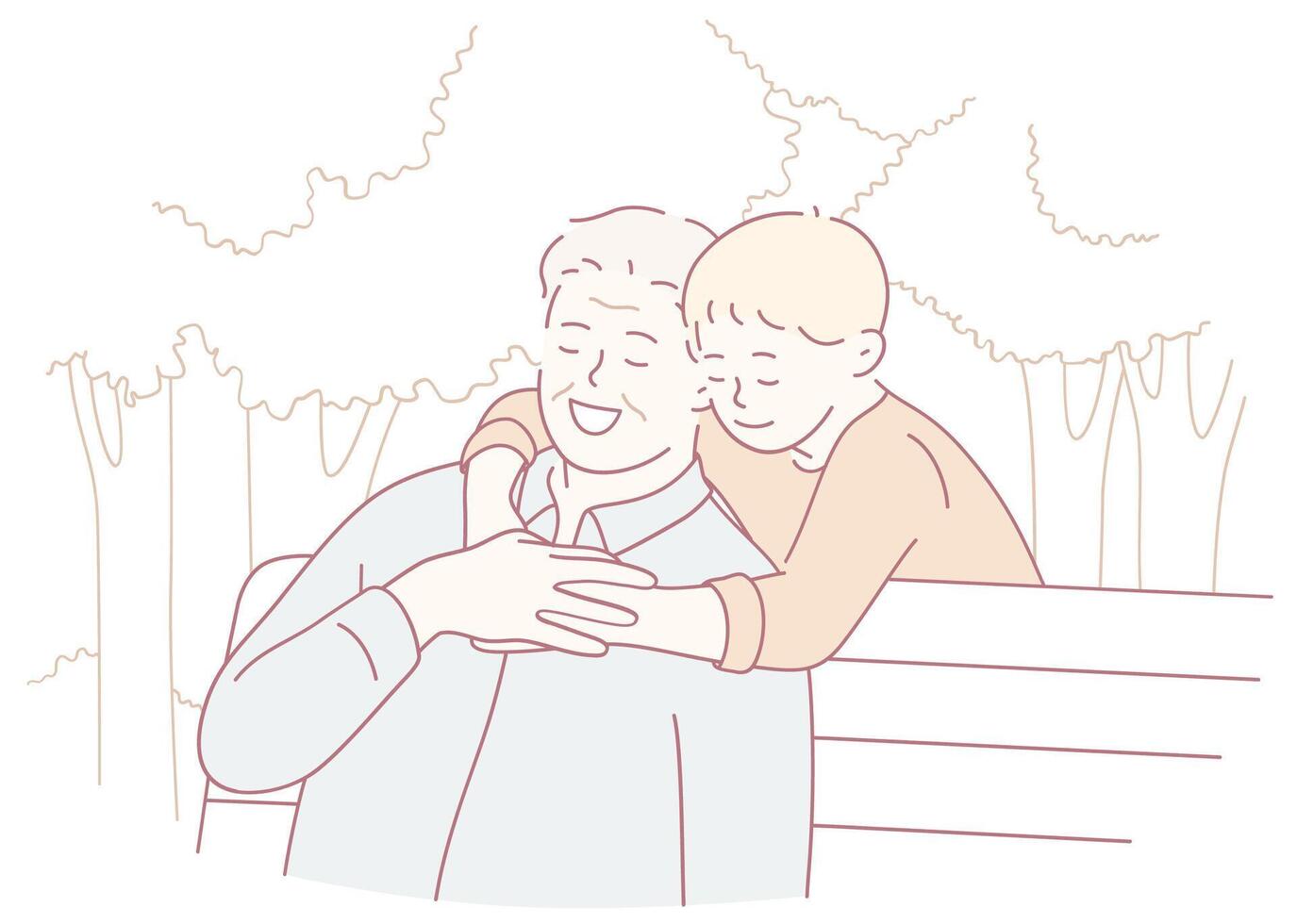 The Heartwarming and Beautiful Bond That Forms Between a Grandparent and Their Child While in Nature vector