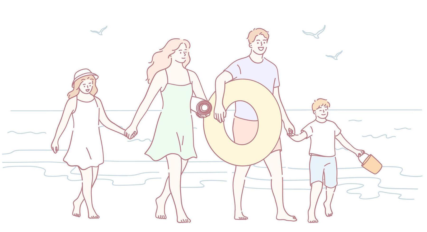 Enjoy a delightful Family Beach Day filled with fun adventures, and complete relaxation in the sun vector
