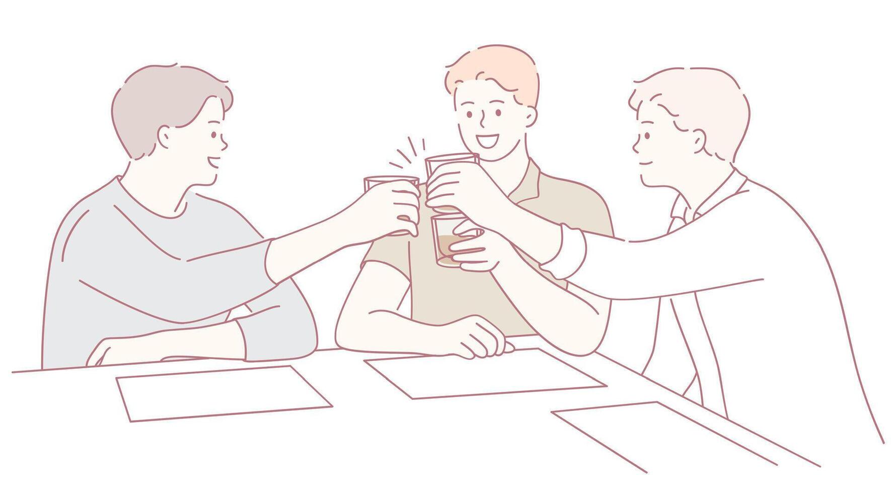 A group of friends joyfully toasting together in a cheerful and vibrant gathering environment vector