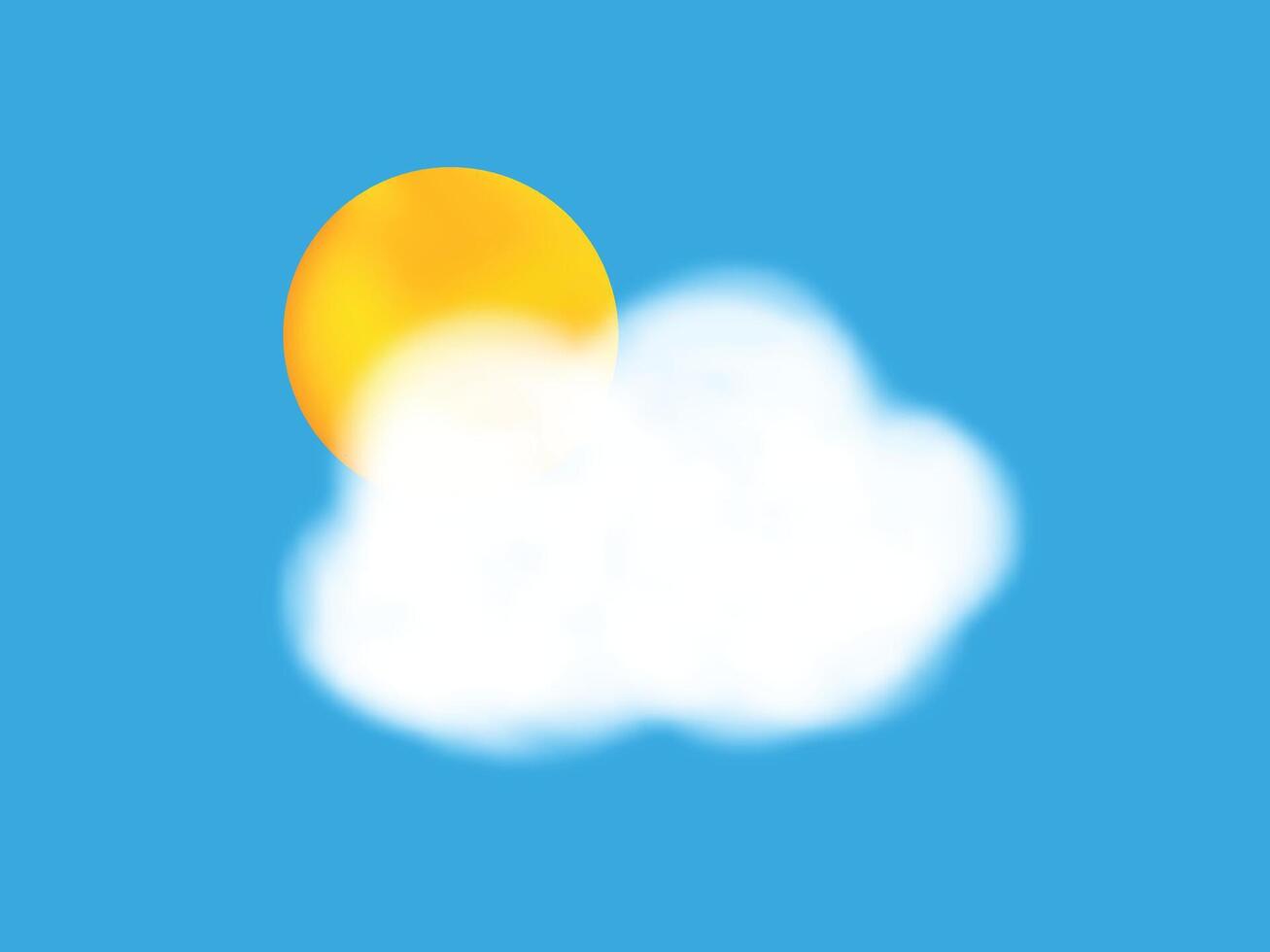 Sun Behind Cloud illustration, realistic white cloud and sun vector