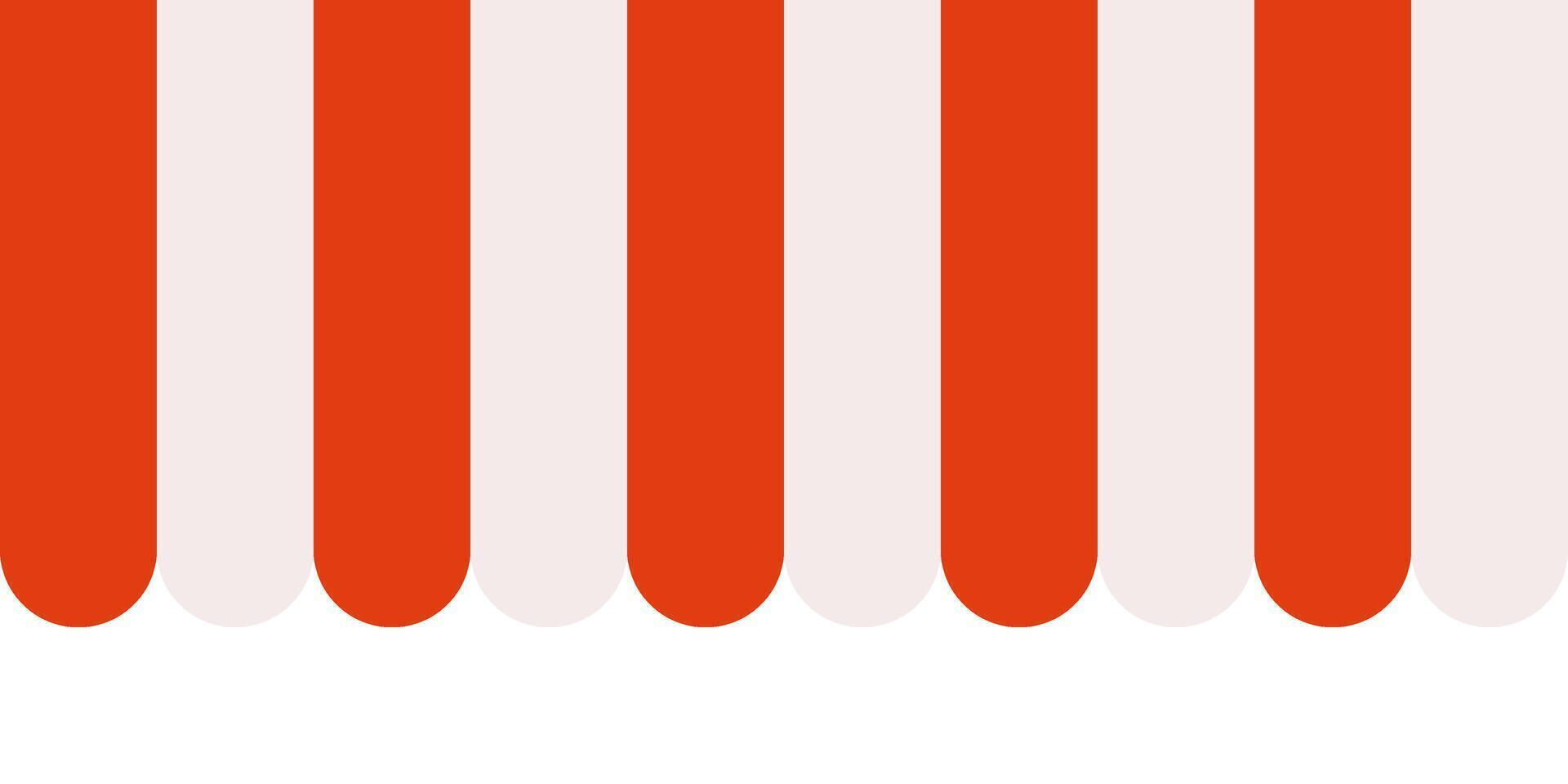 Red white striped shop awning. Market canopy tent. Sun shade roof. Cafe awning. Shop striped canopy. Seamless pattern. Kiosk window border. illustration isolated on white background vector