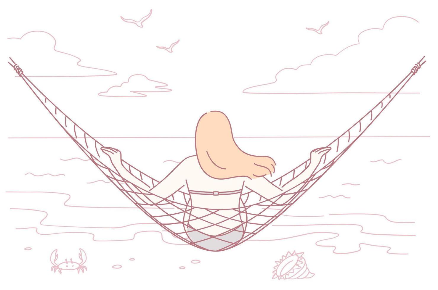 Relaxing in a Hammock by the Beach Embracing Serenity and Calmness for Ultimate Relaxation vector