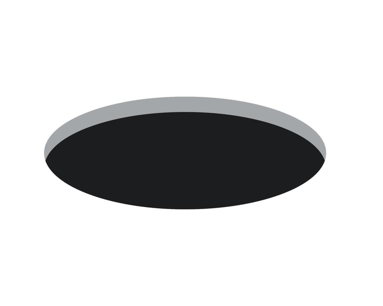 Golf field hole for ball . Rabbit or mouse round hole in ground. 3d perspective circle icon. illustration isolated on white background vector