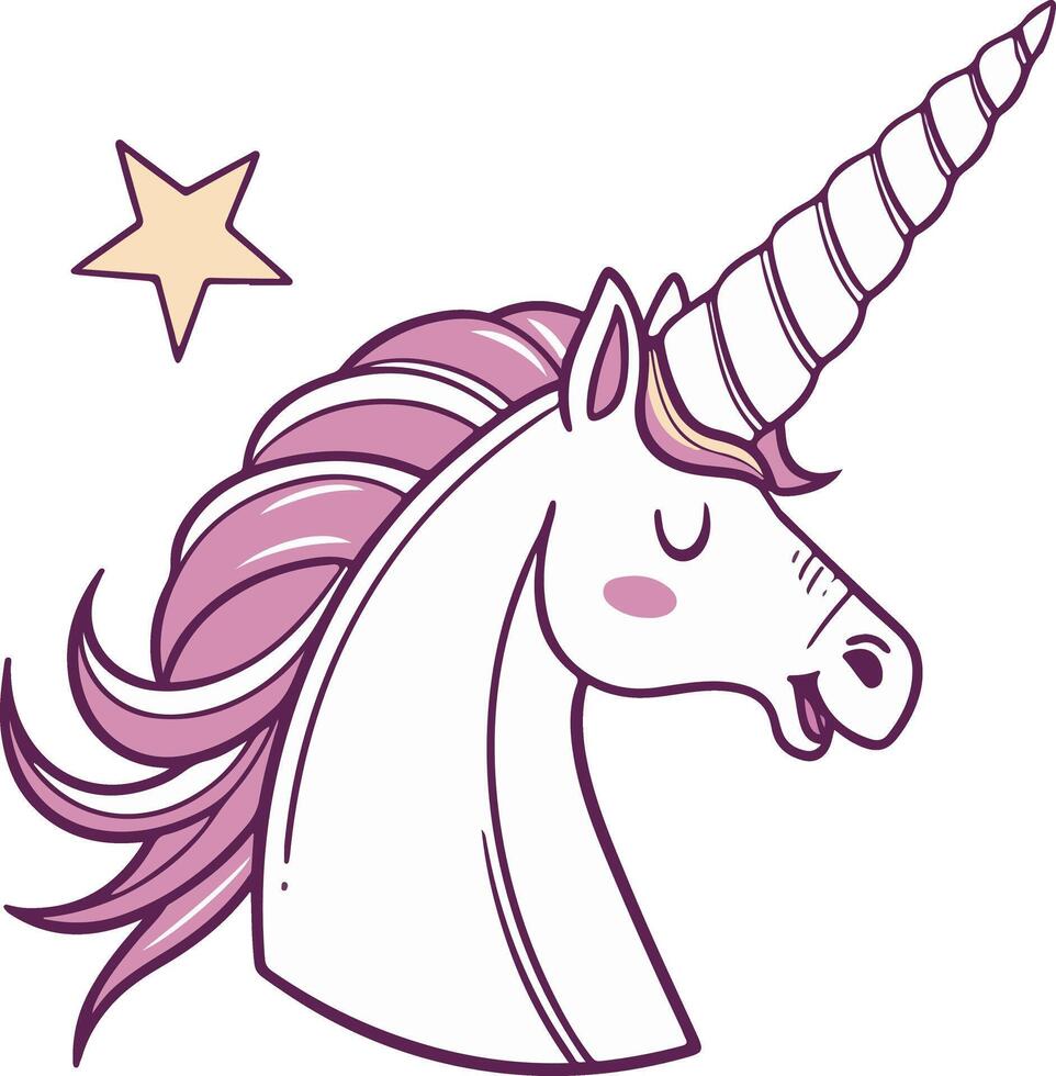 Sparkling unicorn horn spiral with shine accents, cute cartoon style design on clean white background for magic-themed use vector