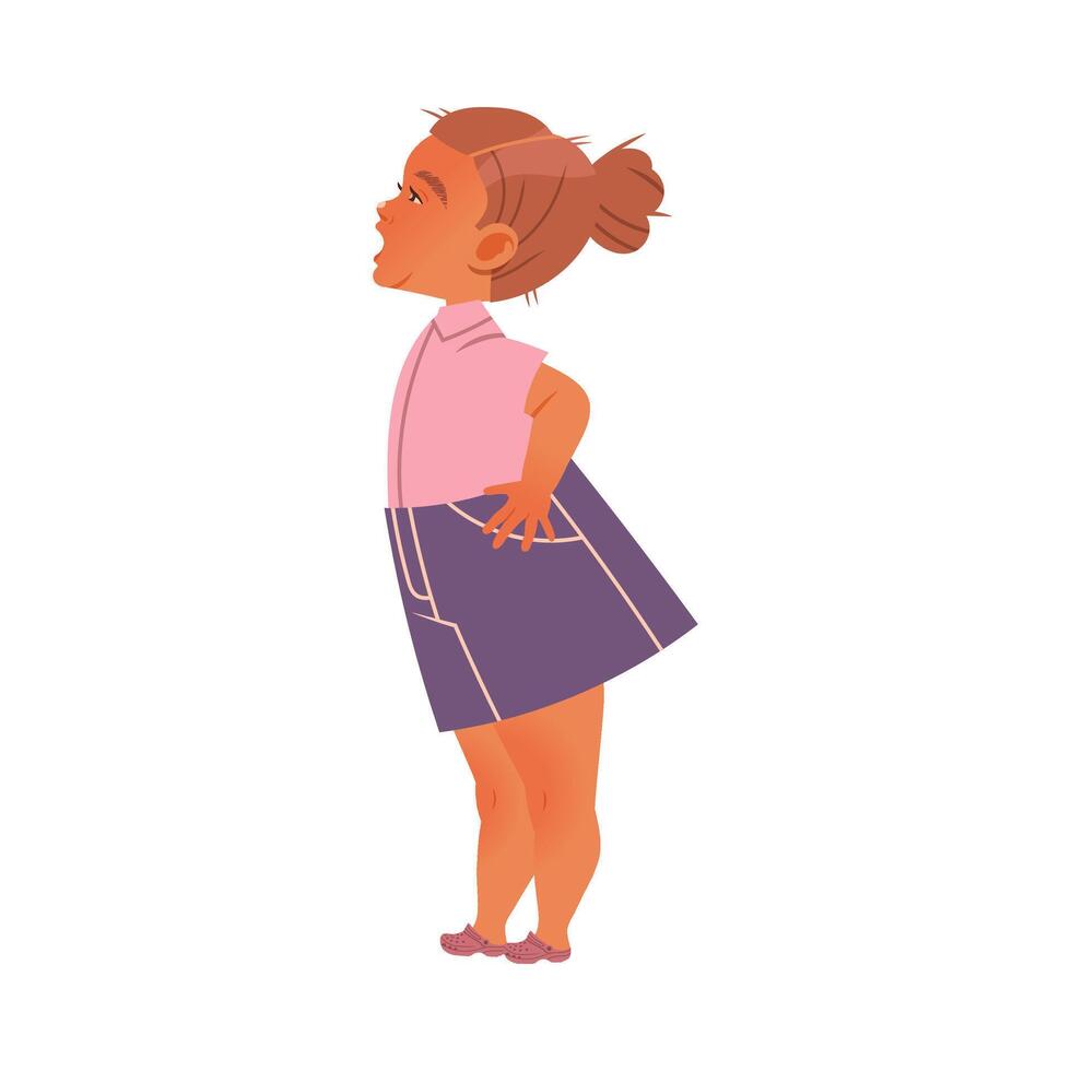 Side view of angry shouting little girl illustration vector