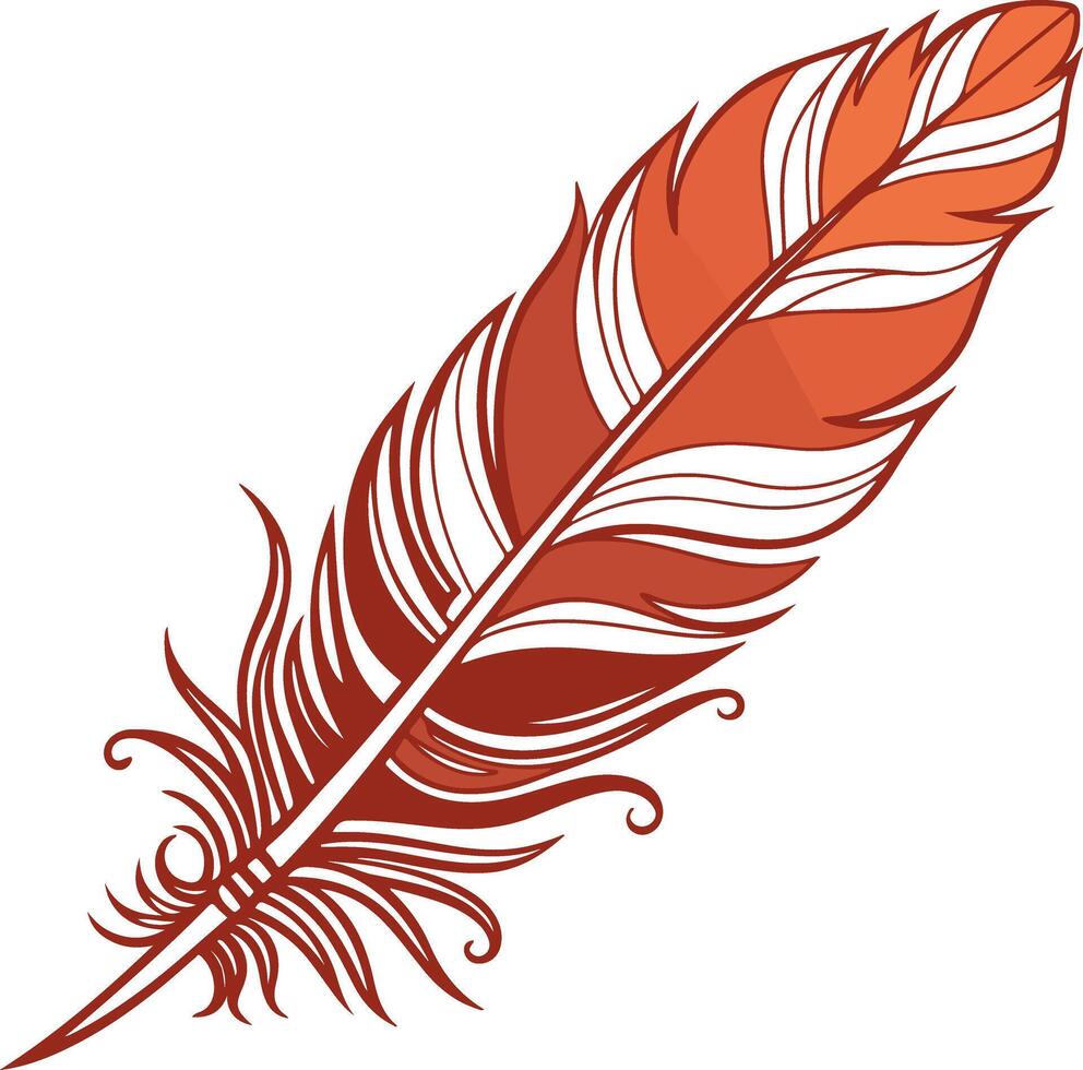 Phoenix feather icon in red-orange tones with flame accent, minimal clean design fit for logos or symbols vector