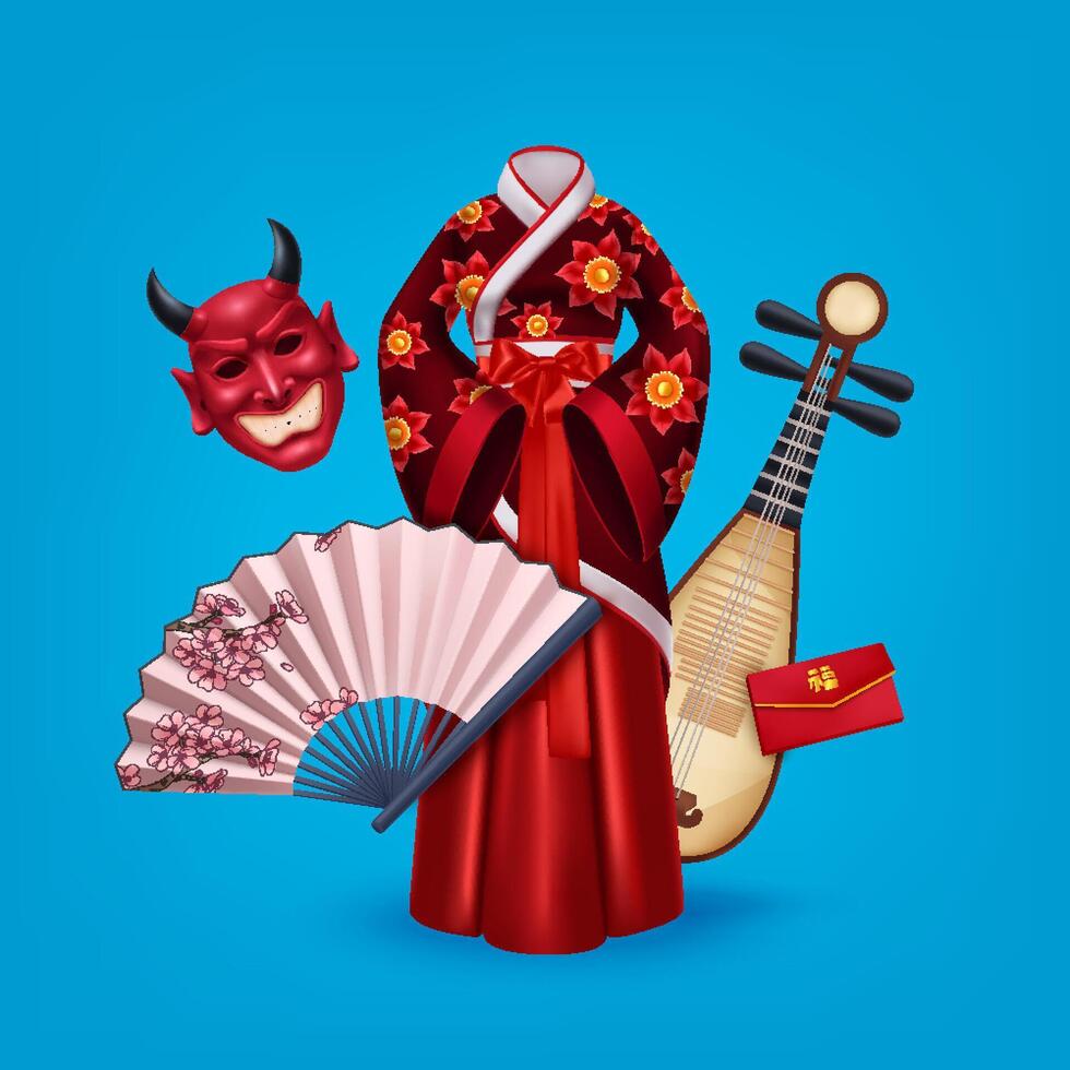 Asian Culture Festival Illustration with Japanese Elements vector