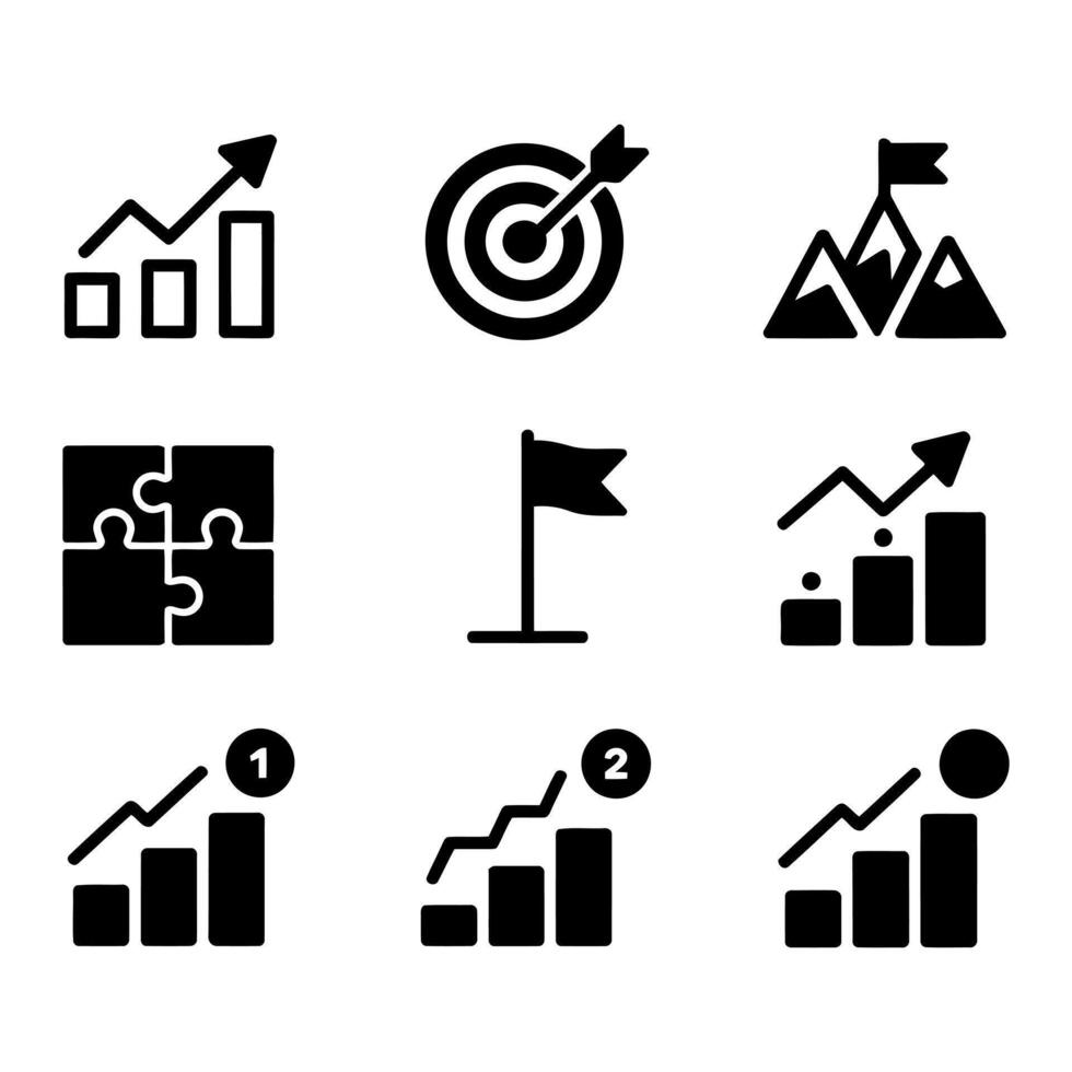 success and growth icon set for business vector
