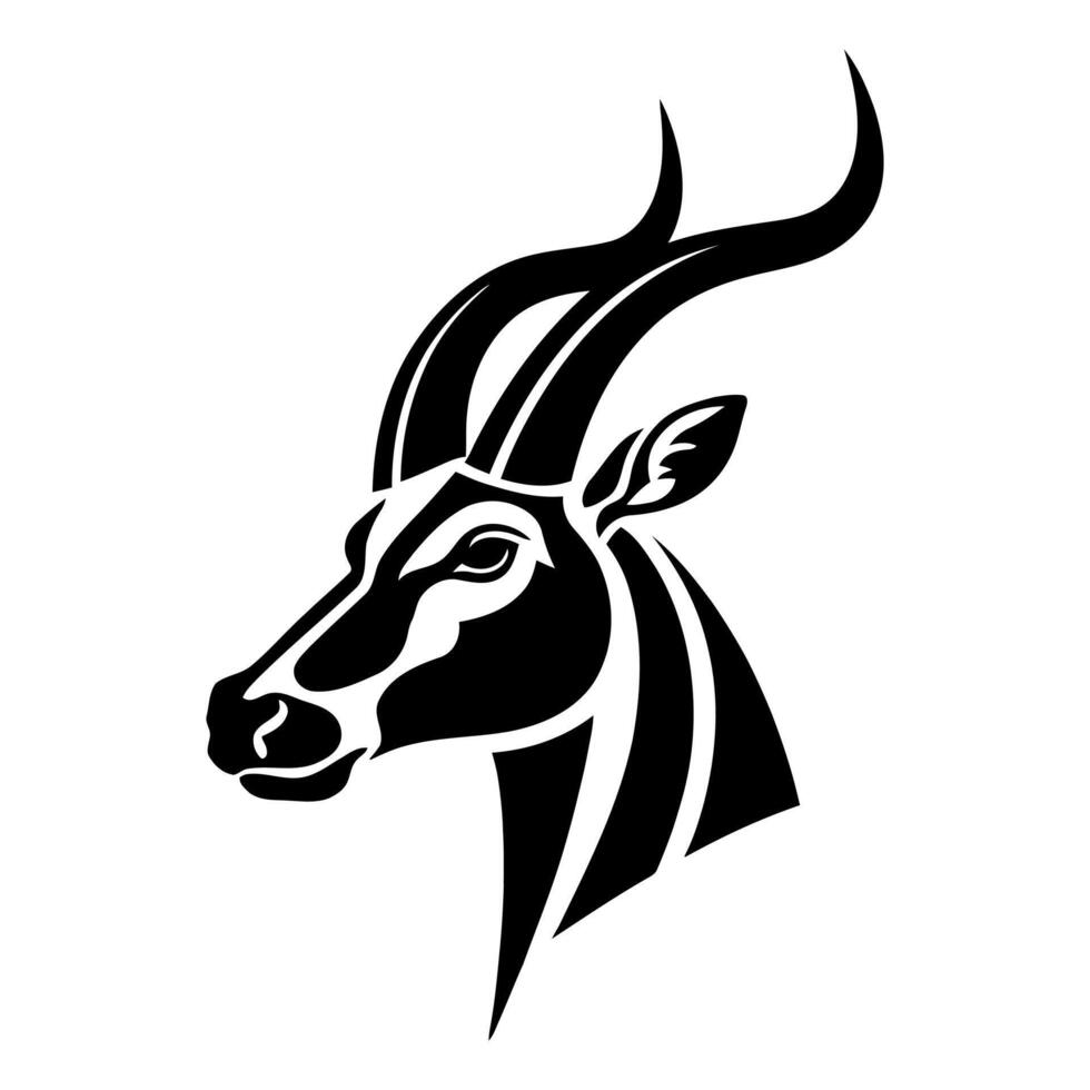 Stylized black and white sable antelope head vector