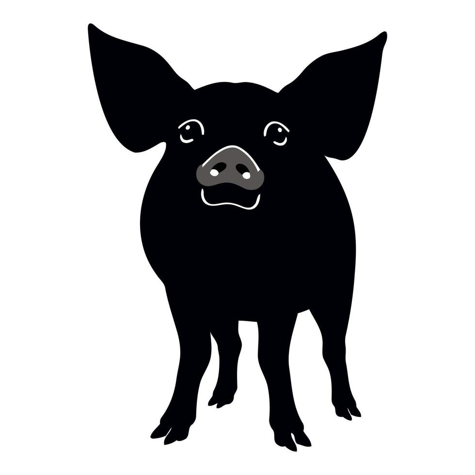 black pig silhouette farm animal illustration vector