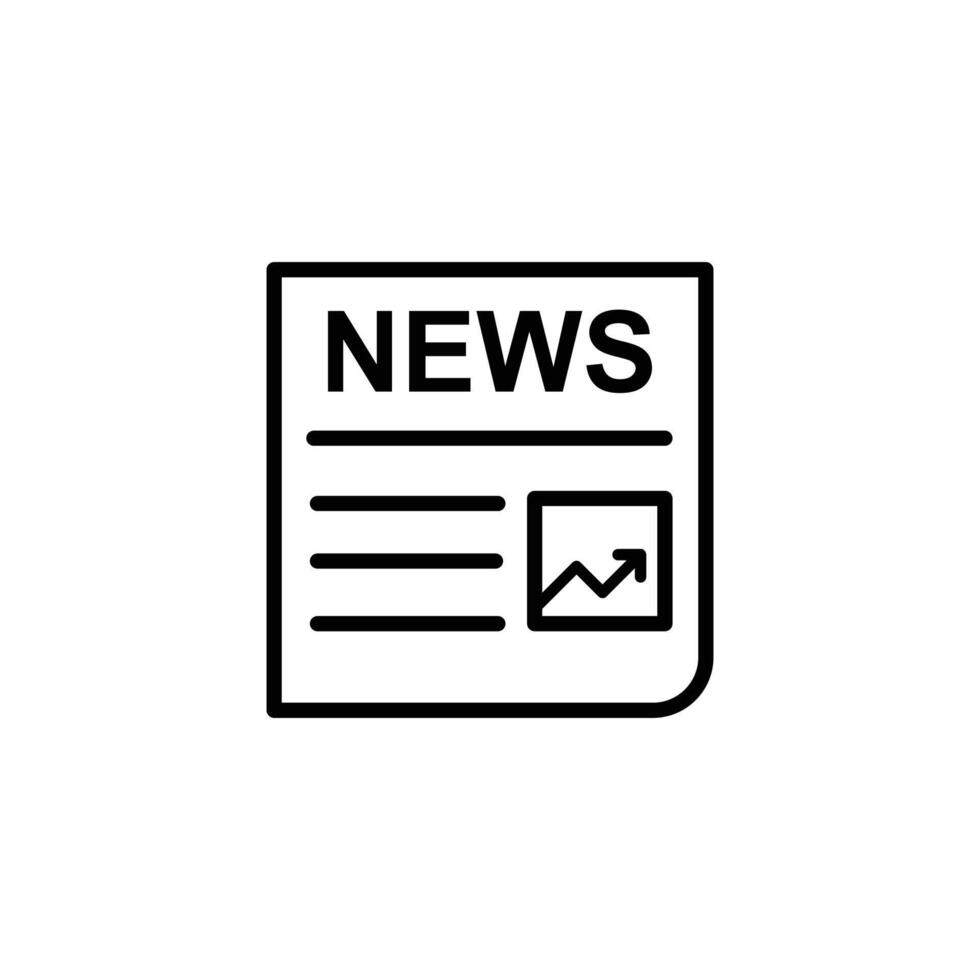 Simple news icon depicting a newspaper with a chart showcasing upward trend. vector