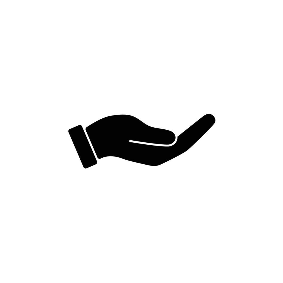 Simple black hand icon, offering or receiving. Clean design. vector