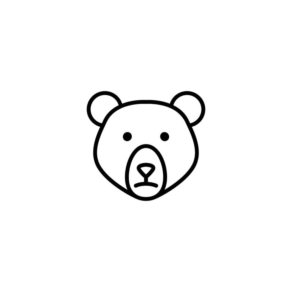 Simple line art icon of a cute bear face. Perfect for logos and illustrations. vector