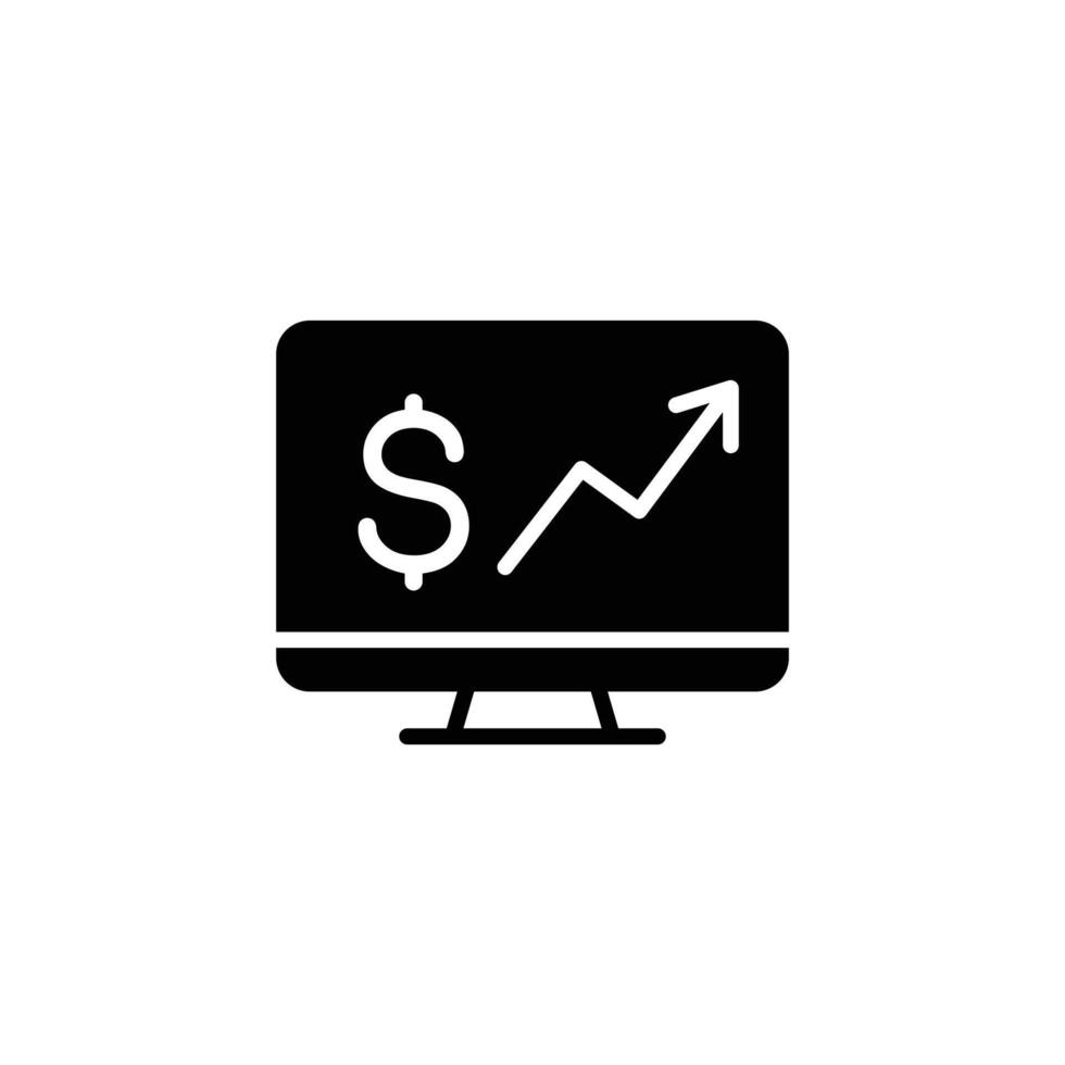 Icon showing financial growth, upward trend, dollar sign, on computer screen. vector