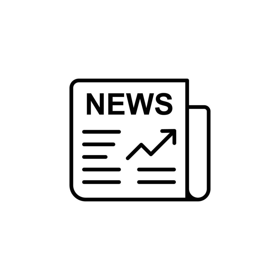 Newspaper icon with a growth chart, symbolizing news and progress. vector
