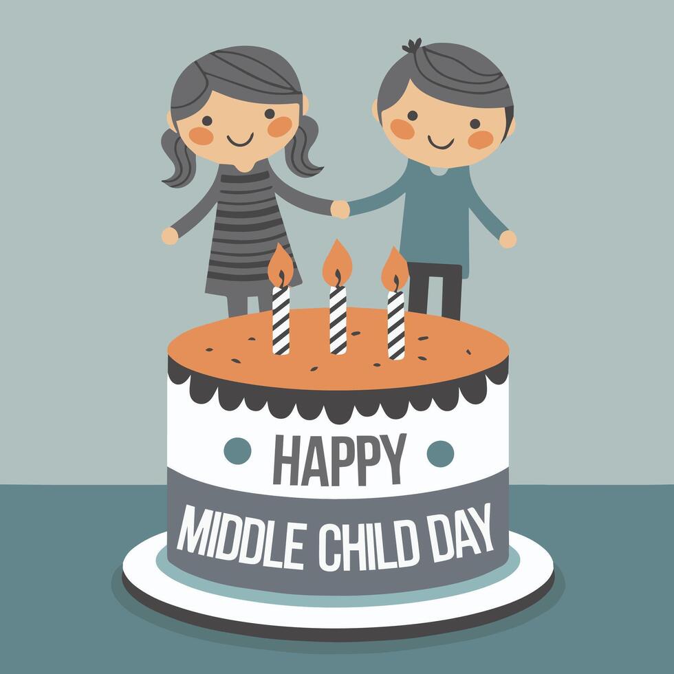 Happy Middle Child Day Card, Poster Design vector