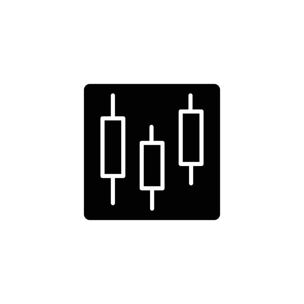 A simple black and white icon representing a candlestick chart, frequently used in finance to display market trends. vector