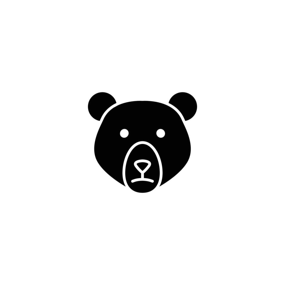 Simple black bear face icon on white background. vector