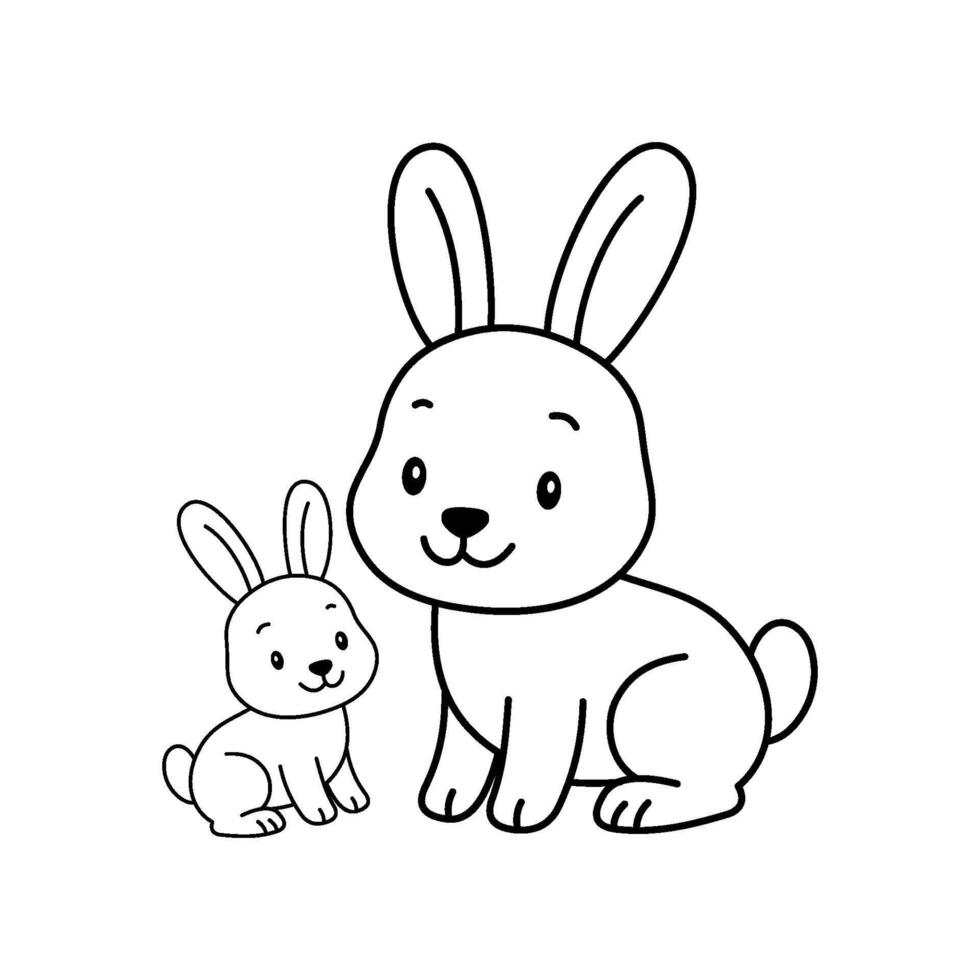 Cute cartoon Rabbit coloring book illustration design templates simple and modern vector
