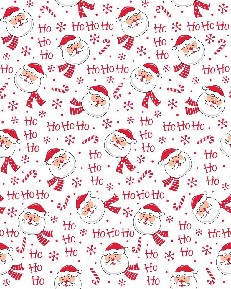 Seamless Fun Christmas Santa Claus With Candy Cane And Snowflakes For Gift Wrap And Fabric Print vector