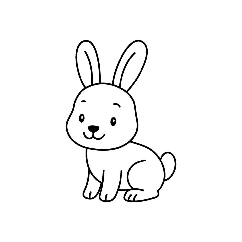 Cute cartoon Rabbit coloring book illustration design templates simple vector