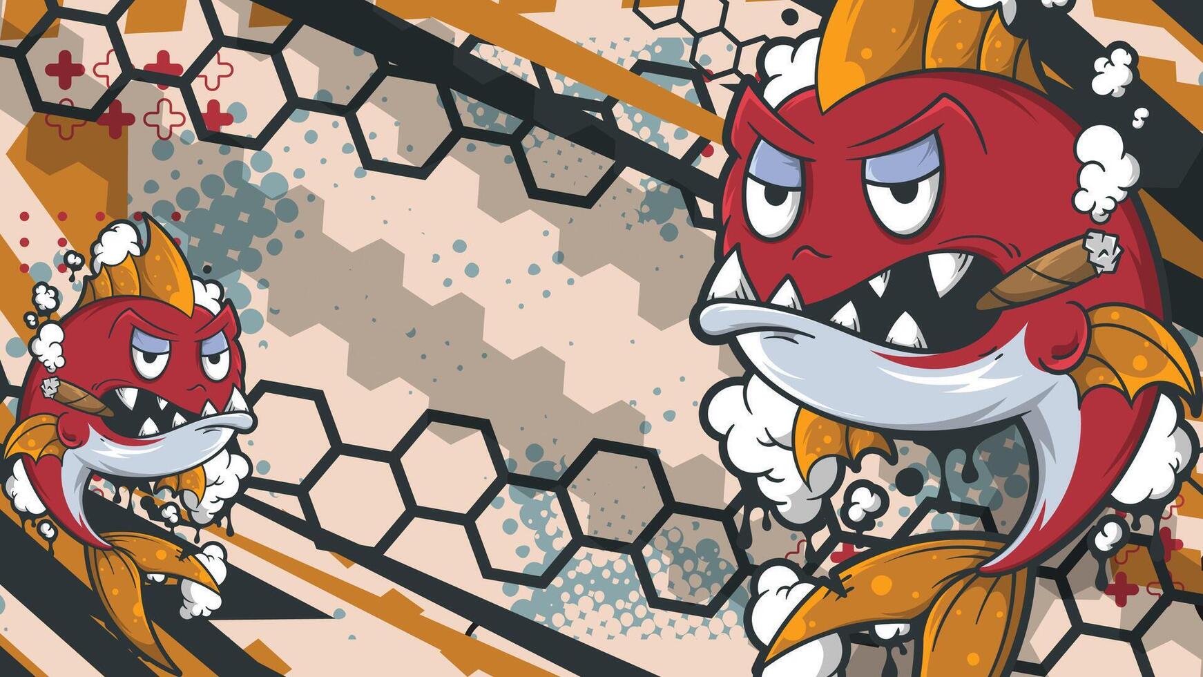 a cartoon fish with a cigarette in its mouth vector