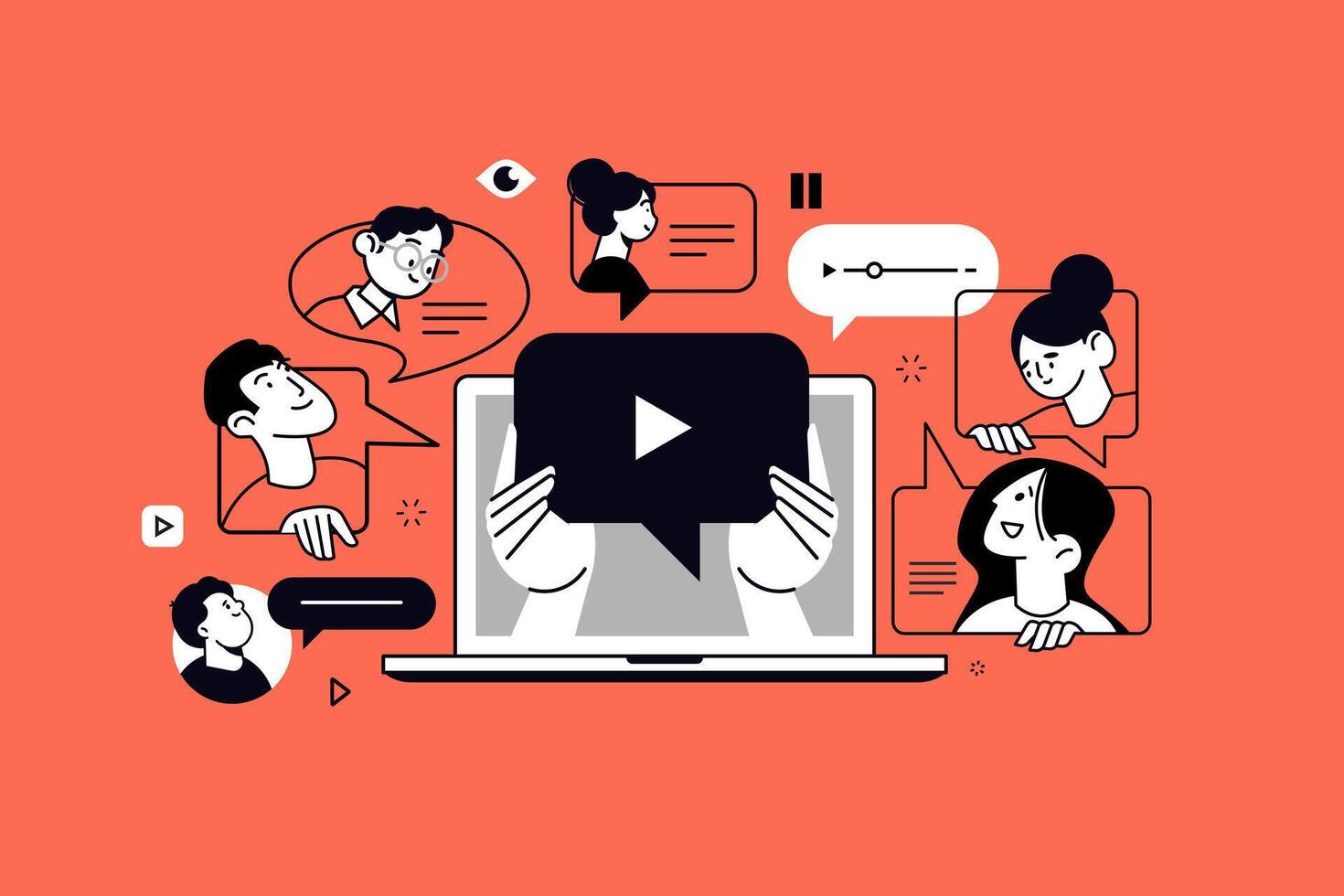 Conference call, online meeting, call. illustration for web banner, social media banner, business presentation, marketing material. vector