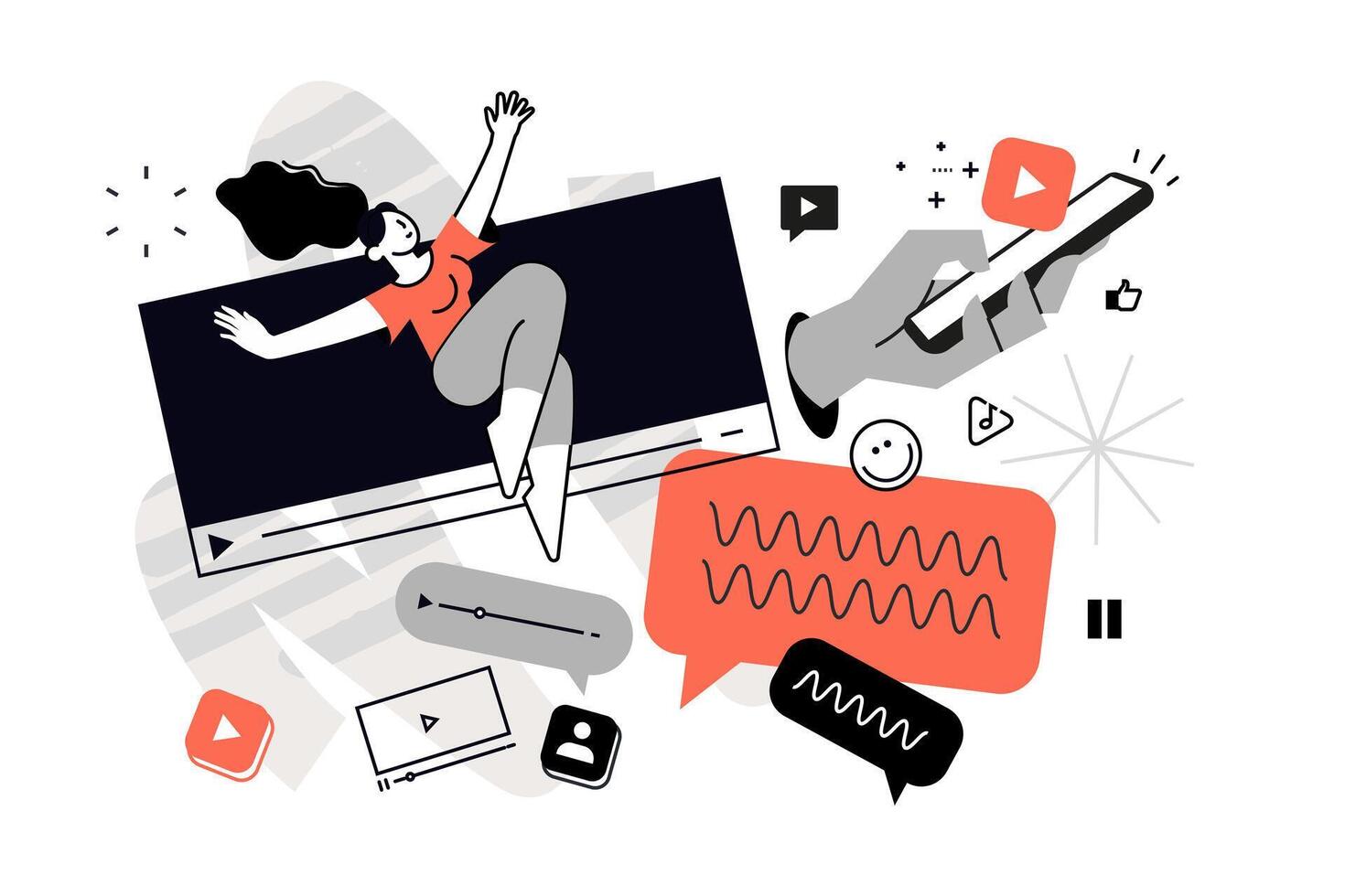 Social network and . illustration for web banner, social media banner, business presentation, marketing material. vector