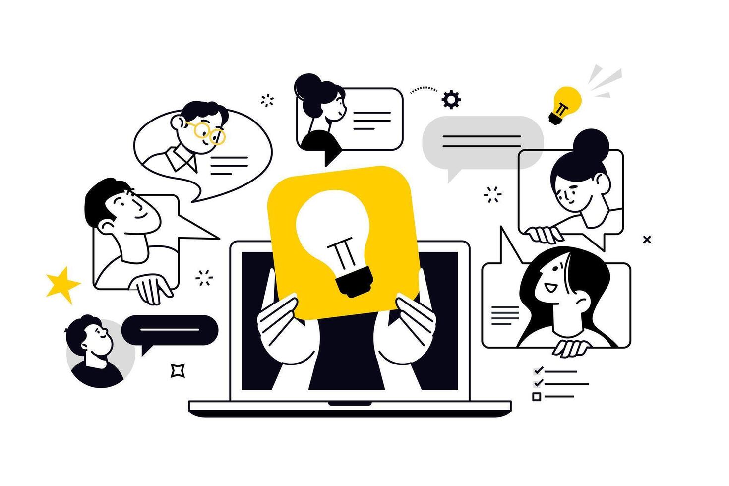 Brainstorming. illustration for web banner, social media banner, business presentation, marketing material. vector