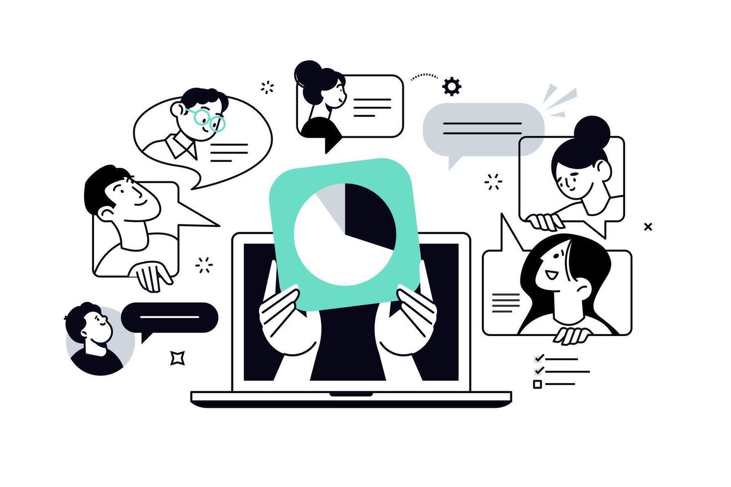 Team management. illustration for web banner, social media banner, business presentation, marketing material. vector