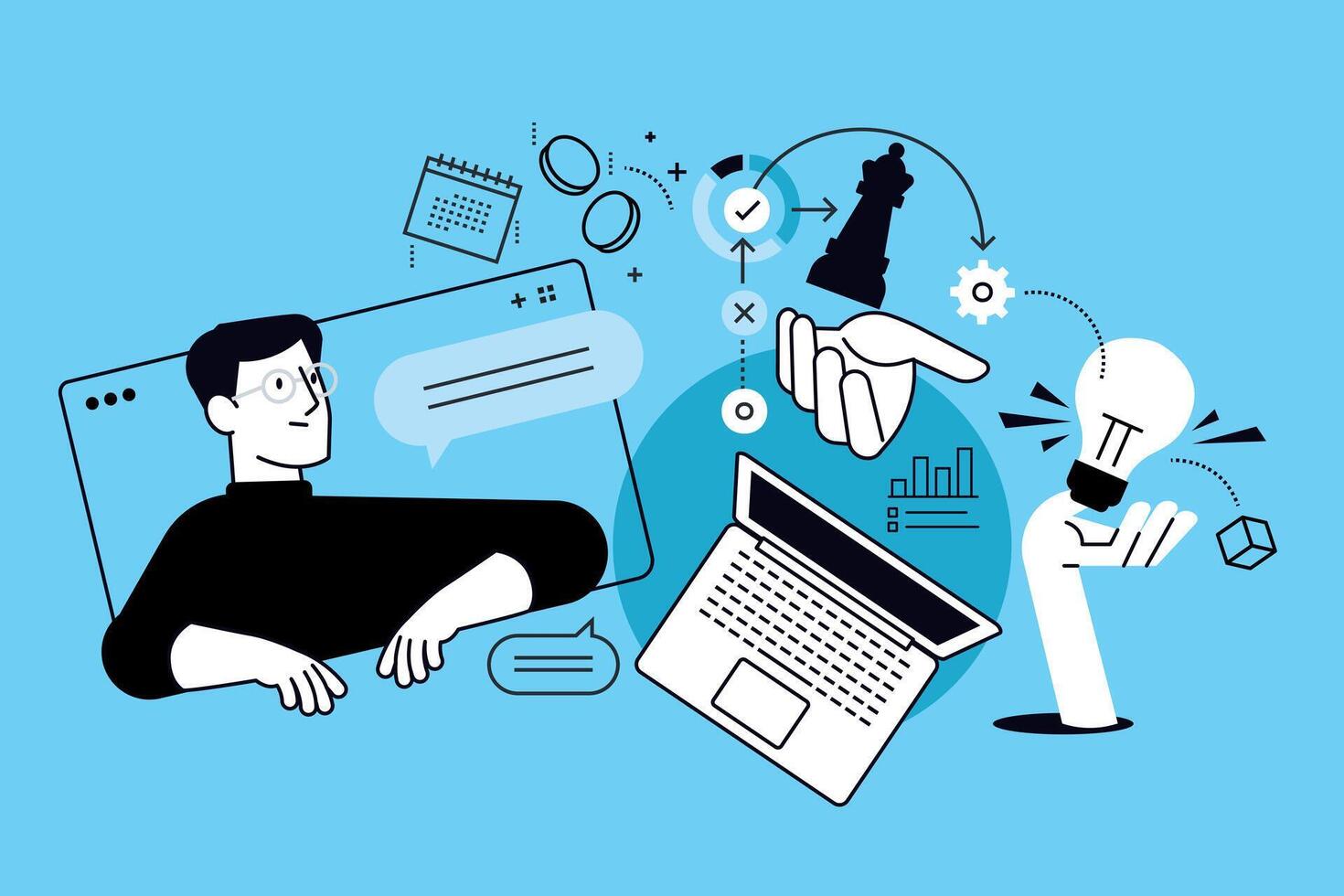 Online business. illustration for web banner, social media banner, business presentation, marketing. vector