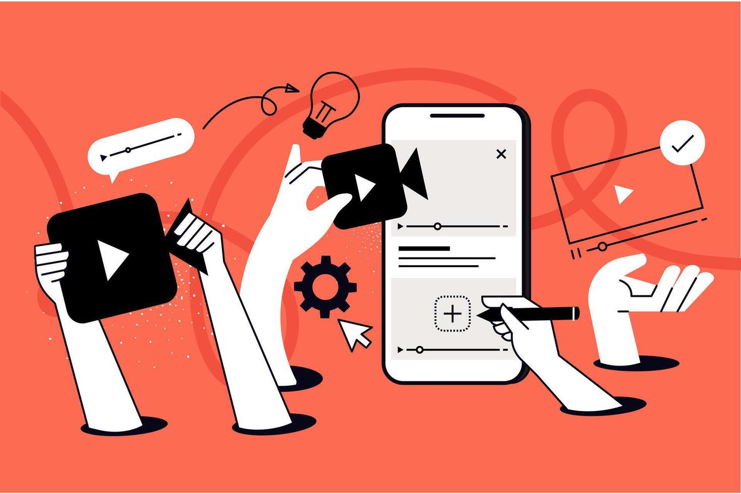 Mobile , call, live streaming. illustration for web banner, social media banner, business presentation, marketing material. vector