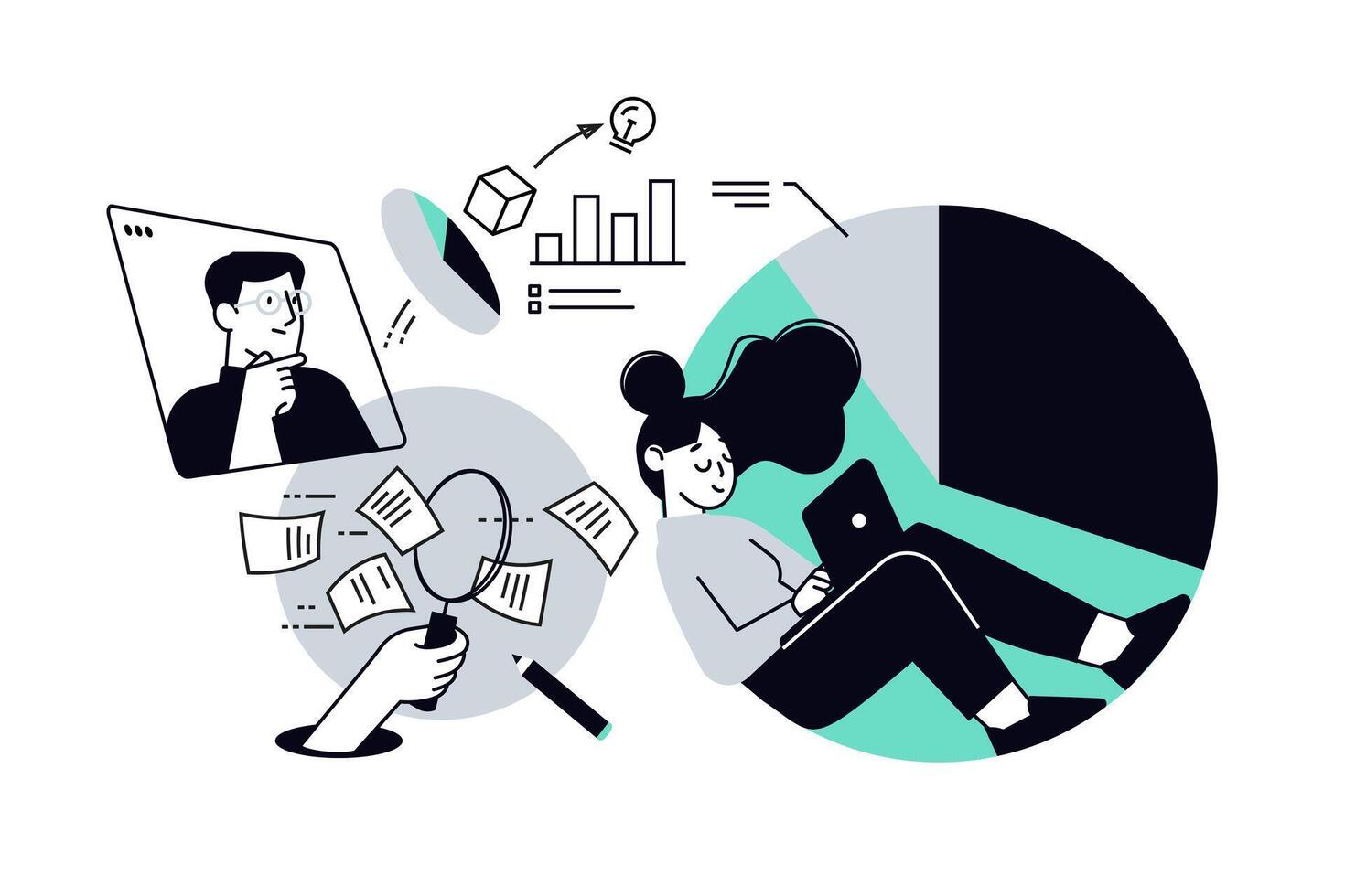 Online business. illustration for web banner, social media banner, business presentation, marketing material vector