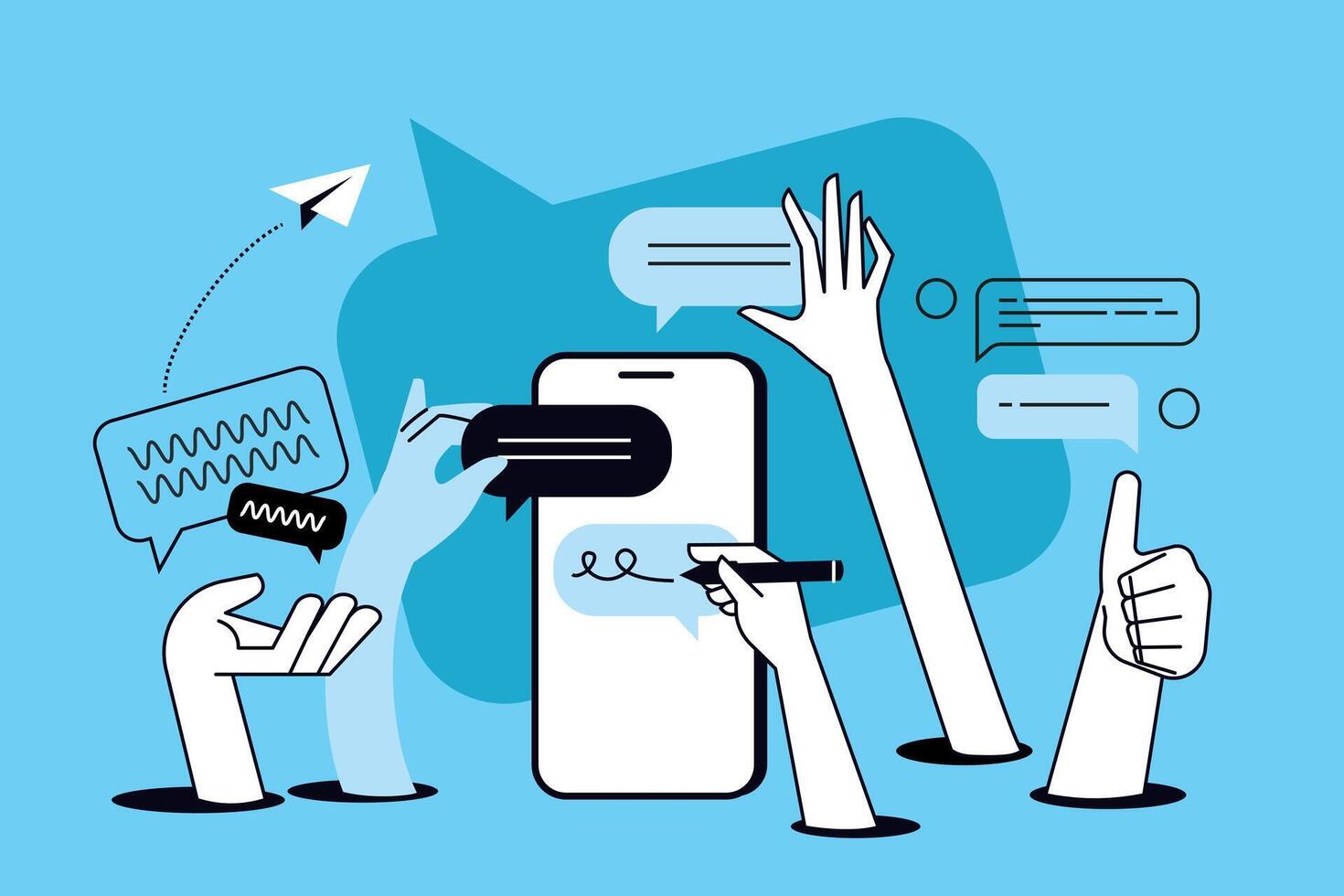 Mobile communication. illustration for web banner, social media banner, business presentation, marketing material. vector