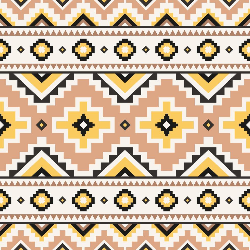 Tribal striped seamless pattern. Aztec beige geometric background. Can be used in textile design, web design vector