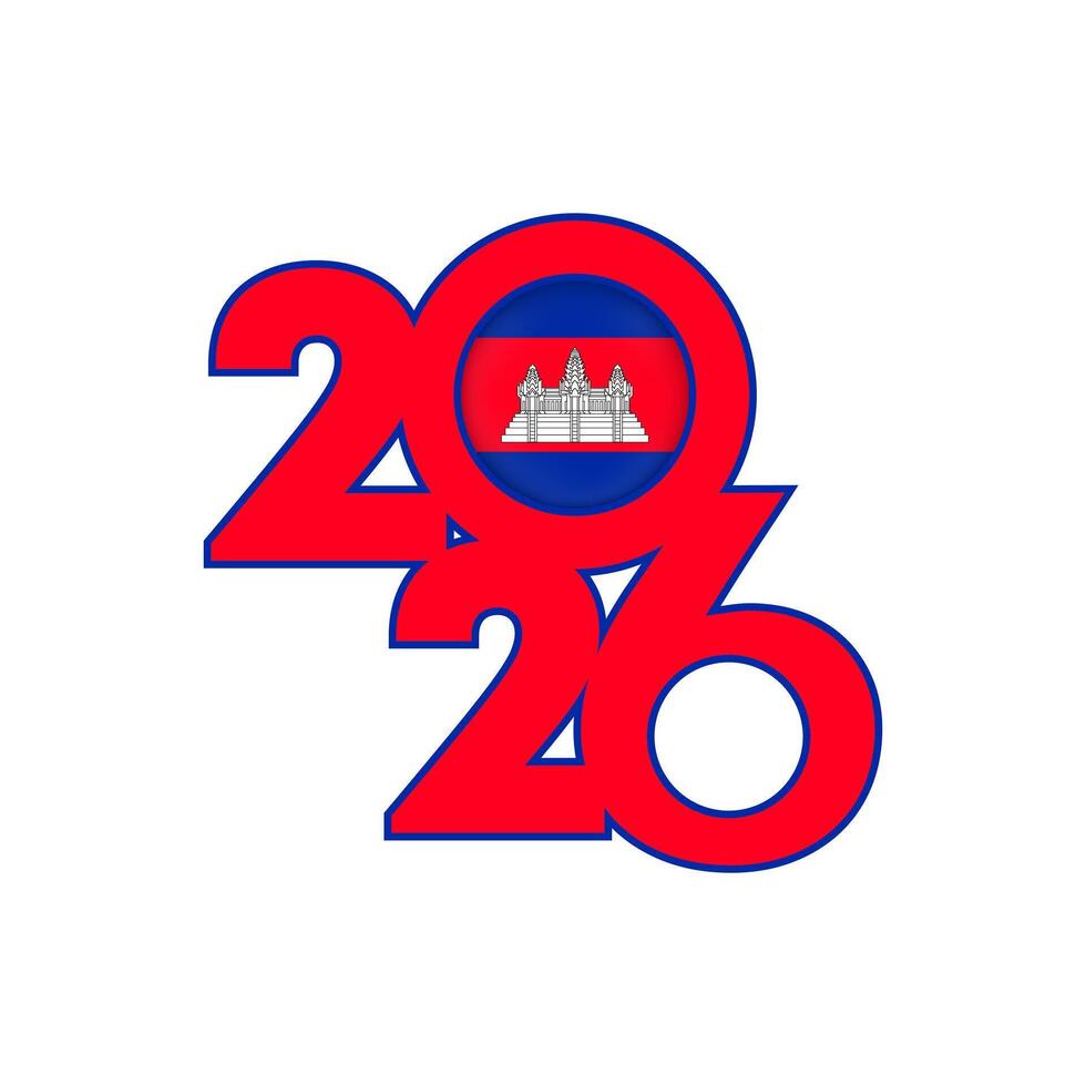 2026 banner with Cambodia flag inside. vector