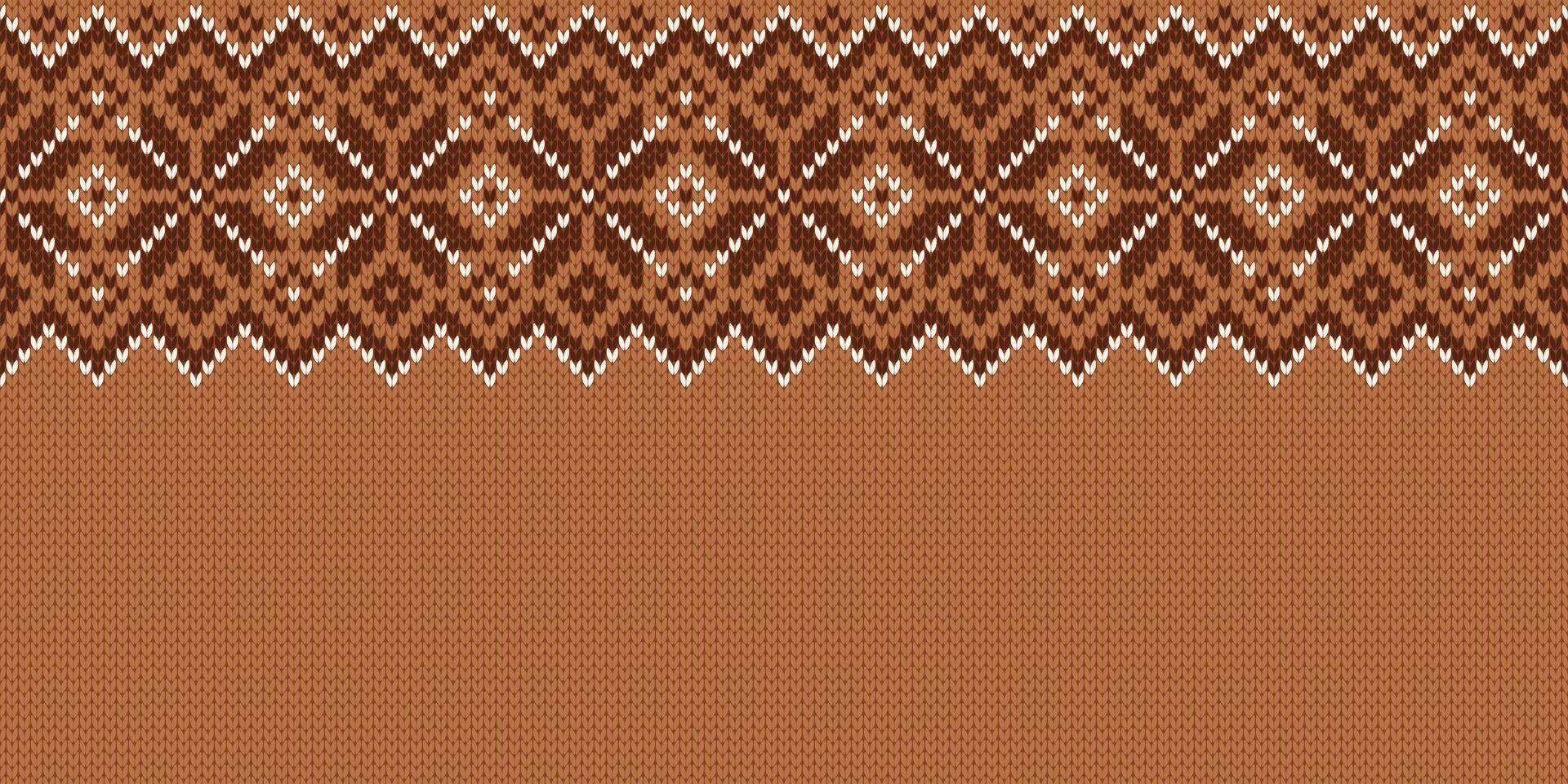 Knitwear texture. Template with empty place for text. Traditional seasonal seamless wide background for holiday design. Winter knitted sweater pattern with snowflakes, Christmas illustration. vector